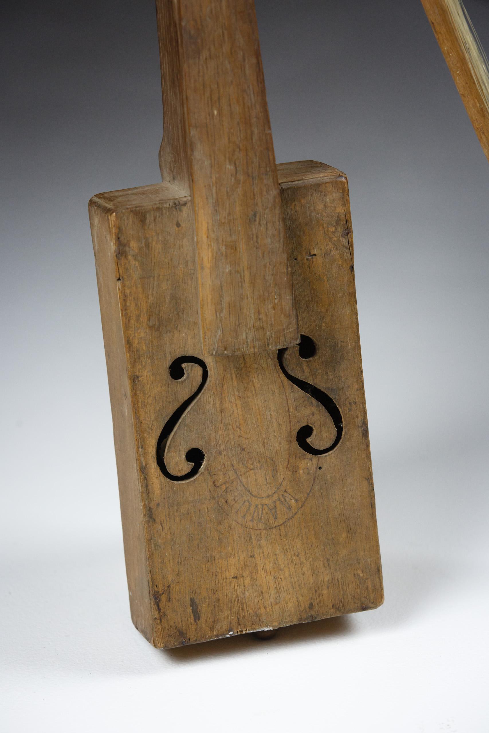 Wood Primitive Early 20th Century Fiddle and Bow For Sale