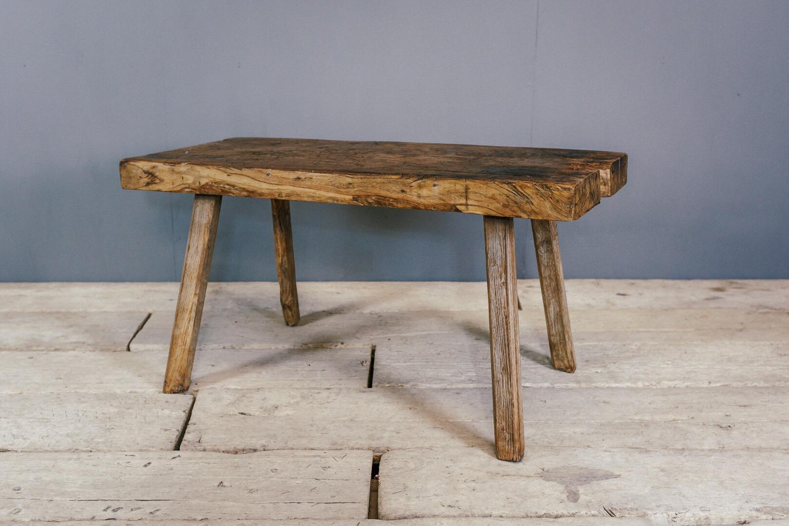 Primitive Early 20th Century Pig Bench Slab Table 2