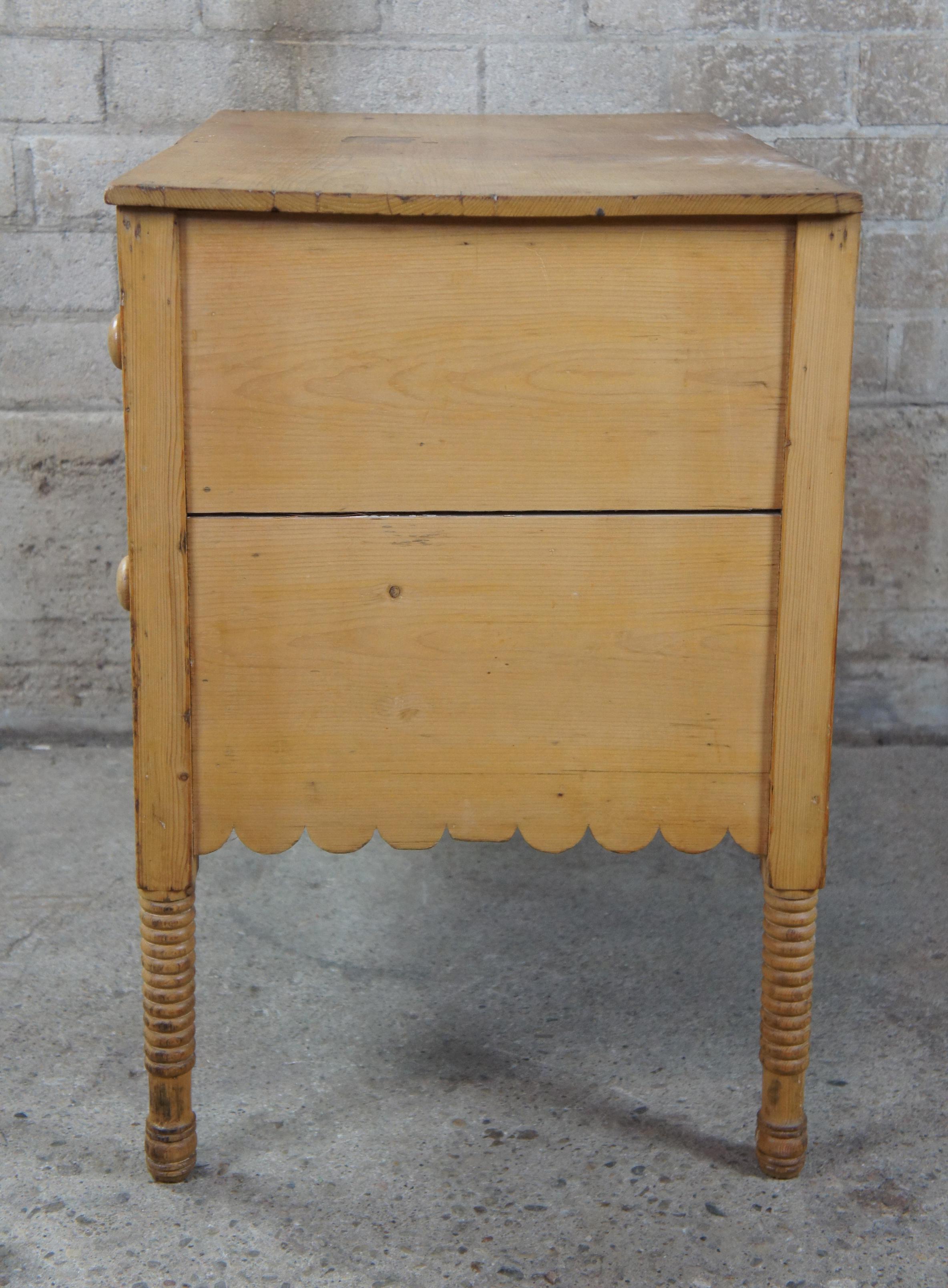 Primitive Early American 2 Drawer Pine Chest Dresser Bin Dough Box 4