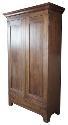Primitive Early American Walnut Clothing Armoire Wardrobe Closet Linen Press