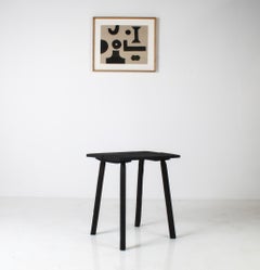 Primitive Ebonised Oak Wabi Sabi Occasional Side Table with Shou Sugi Ban Finish