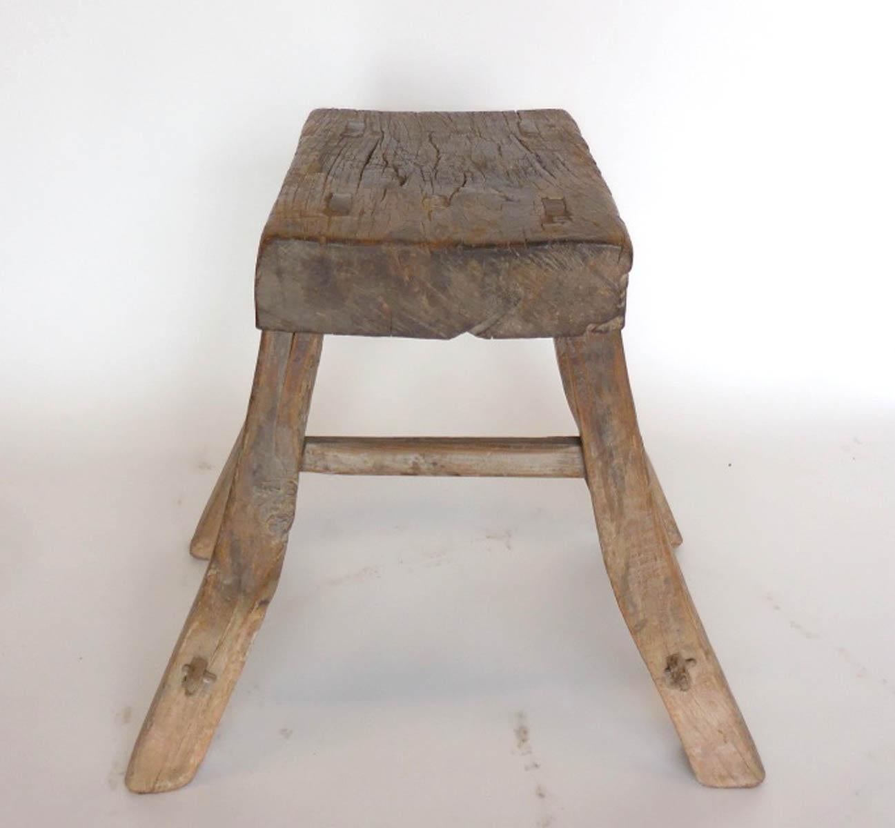 Rustic Elm Stool For Sale at 1stDibs | primitive stool, primitive wood  stool, primitive stools