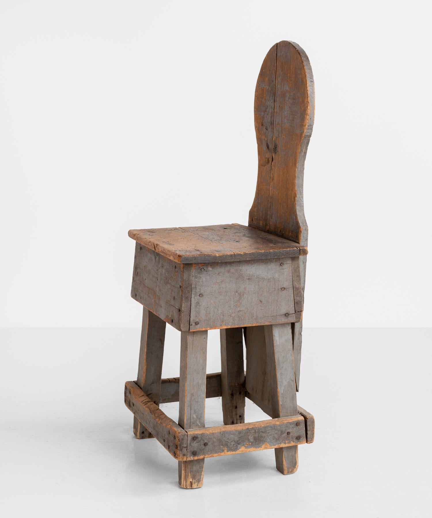 Primitive Factory Chair, America, circa 1900 In Good Condition In Culver City, CA