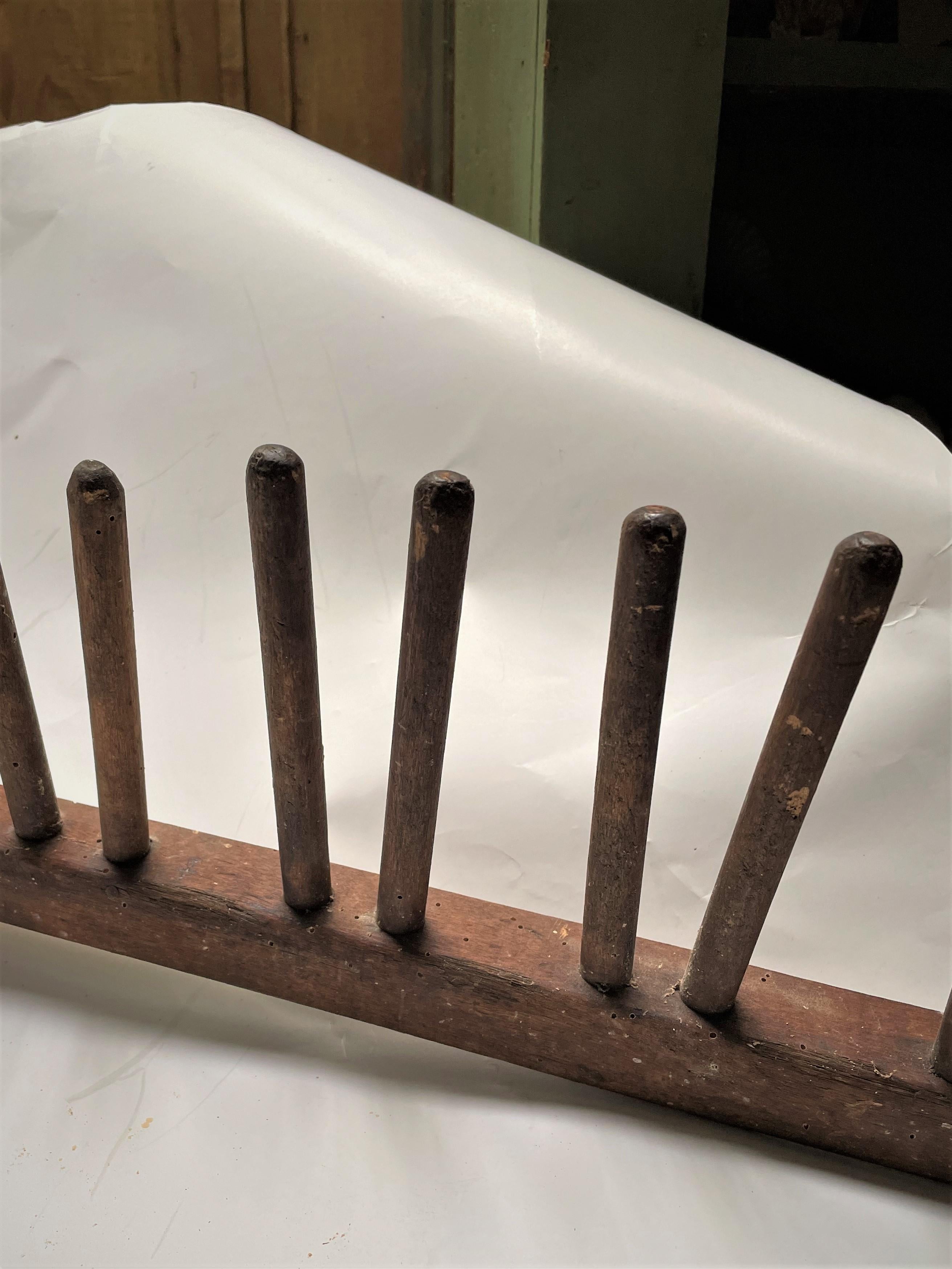 Primitive Factory Wooden Peg Shoe/Candle Wall Drying Rack Hat Coat Herb In Good Condition For Sale In Clifton Forge, VA