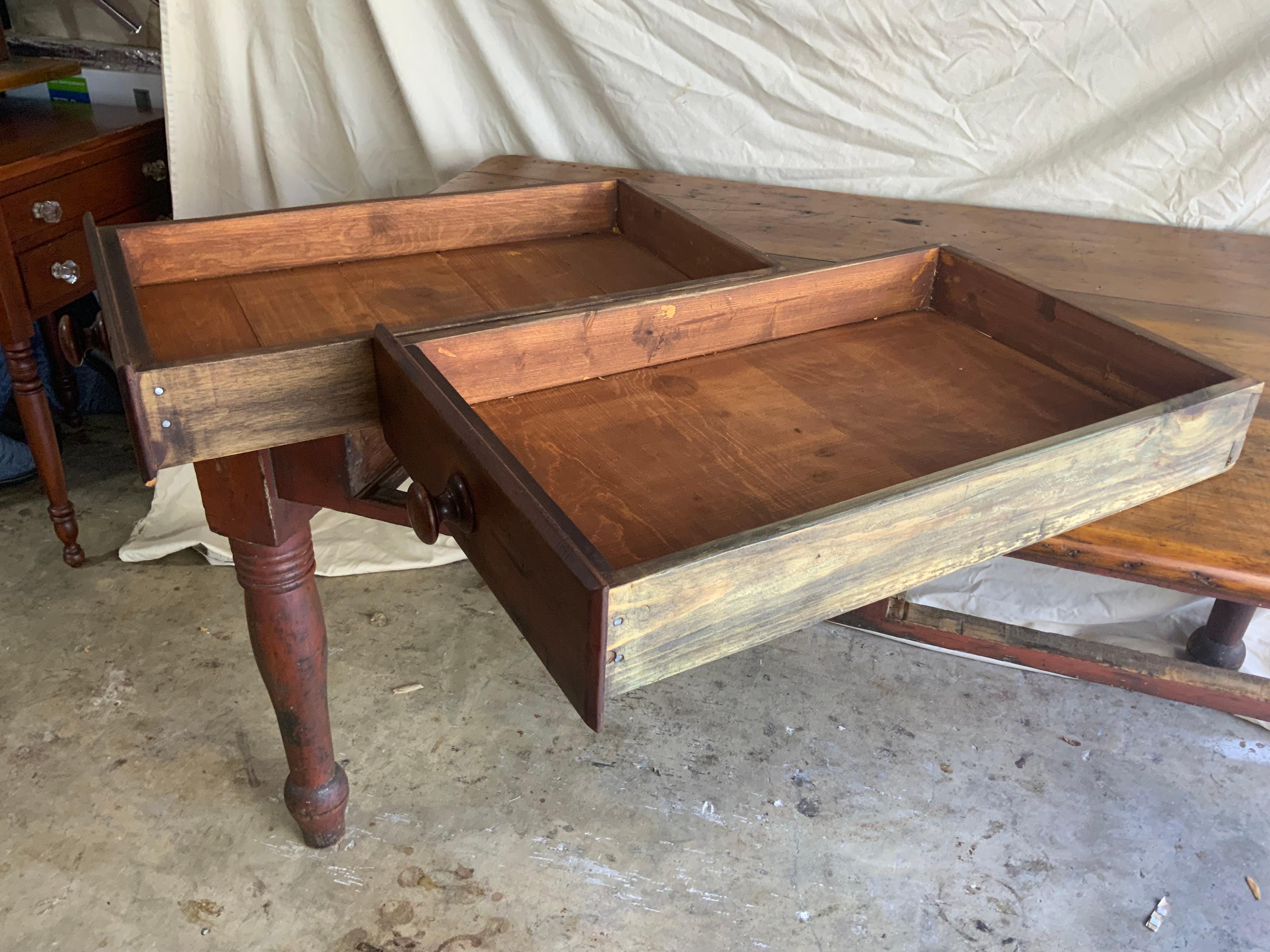 Primitive Farm Table In Distressed Condition In Bradenton, FL