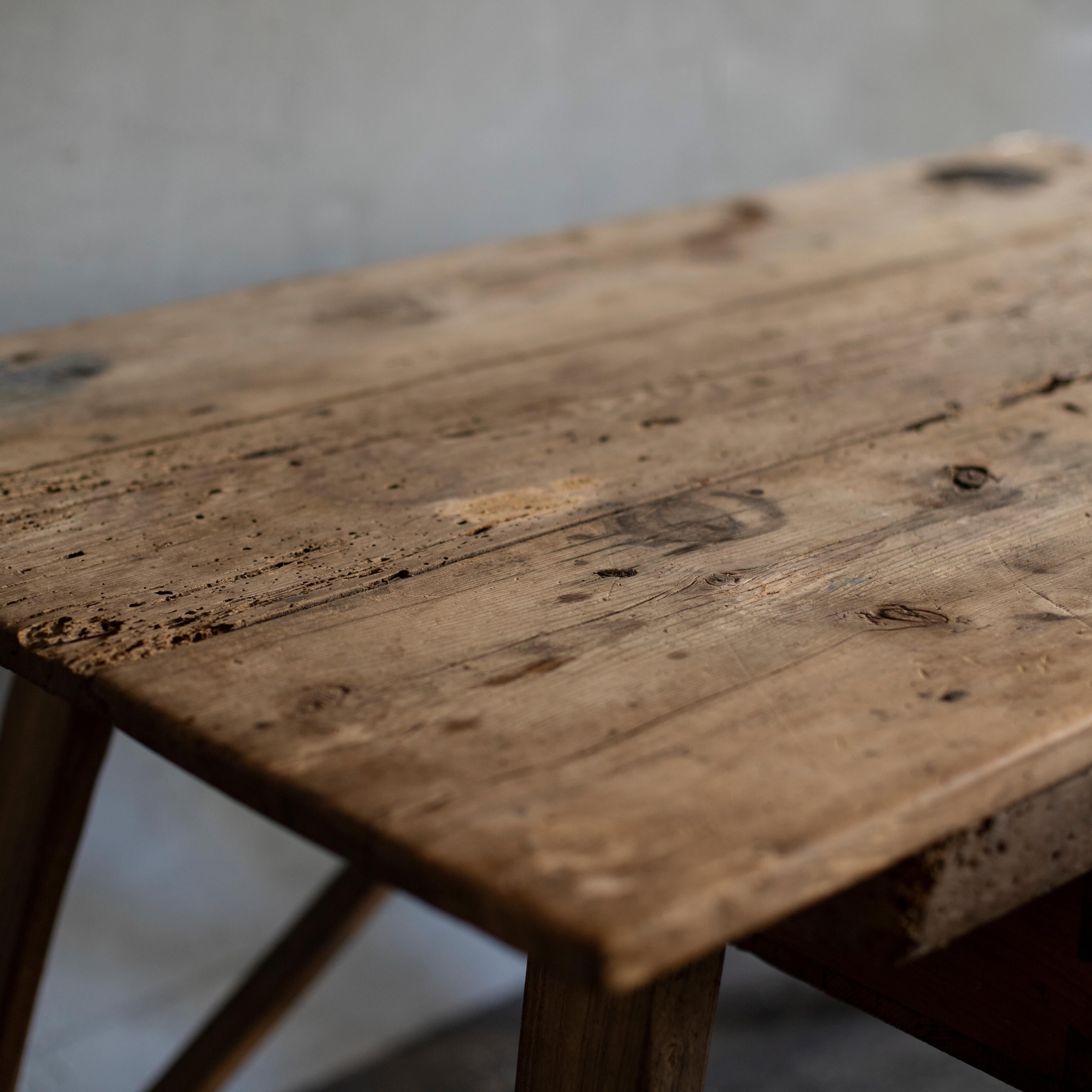 Wood Primitive Farm Table, Spain, 19th Century