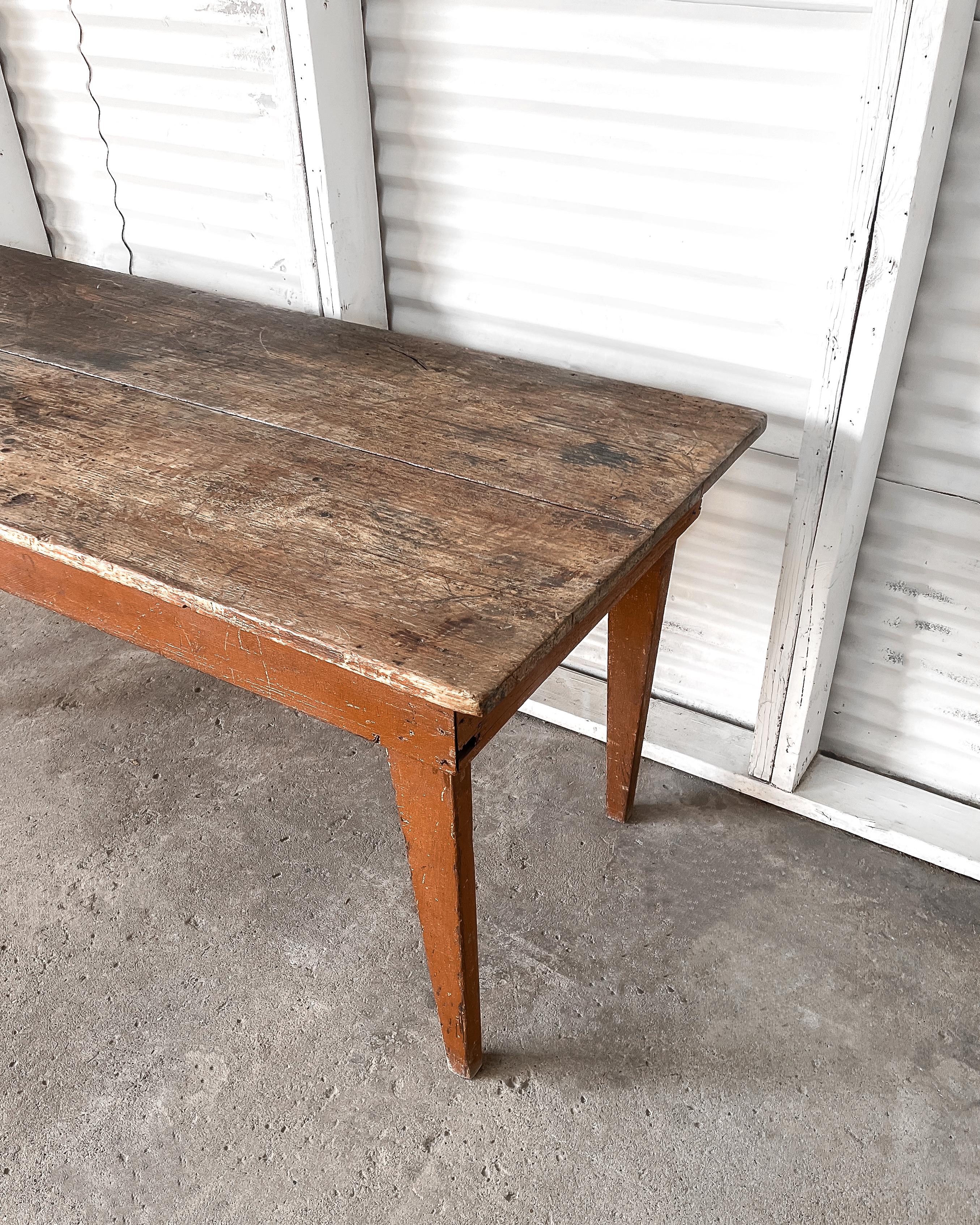 Primitive Farm Table with Rust Painted Base 4