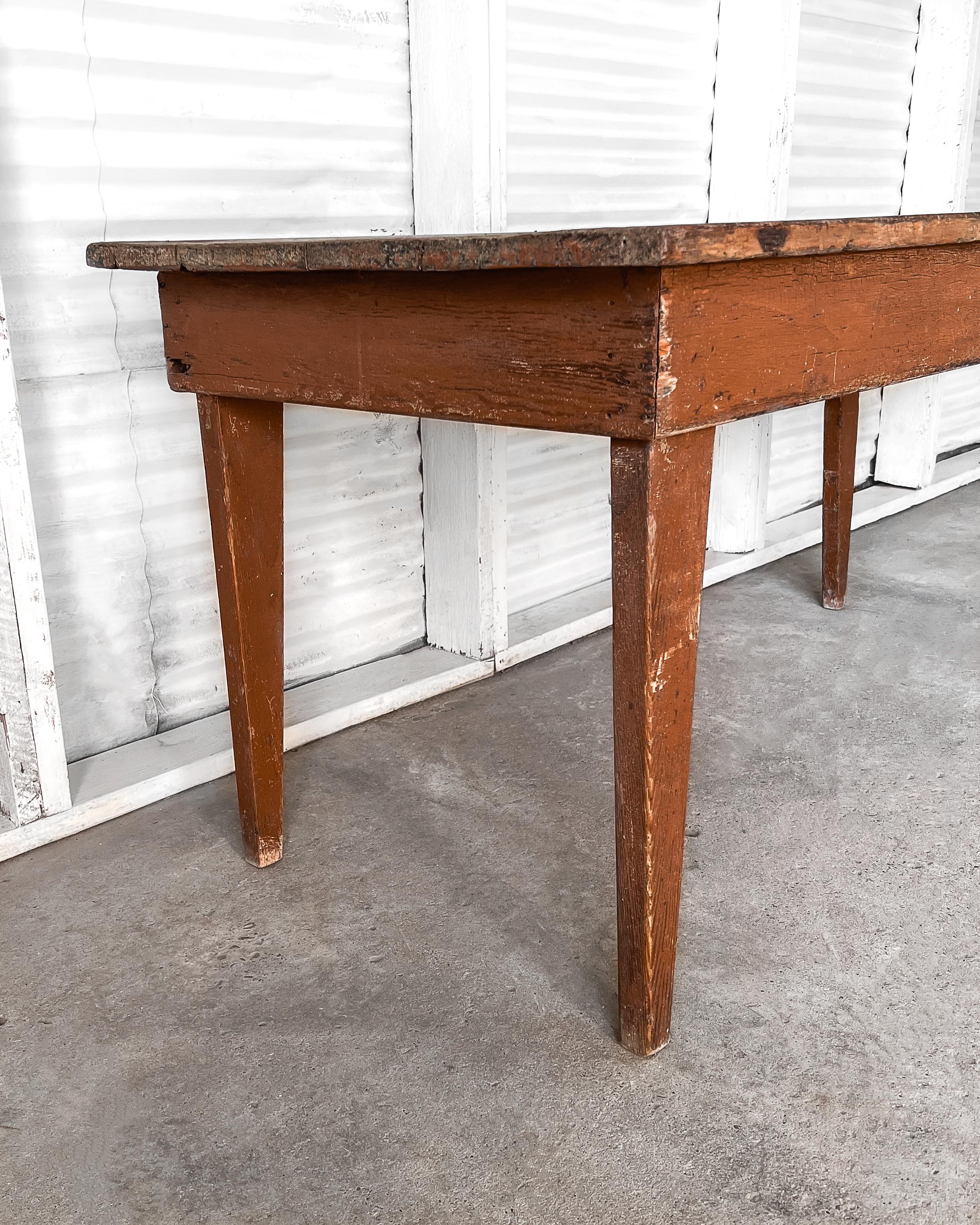 Primitive Farm Table with Rust Painted Base 7
