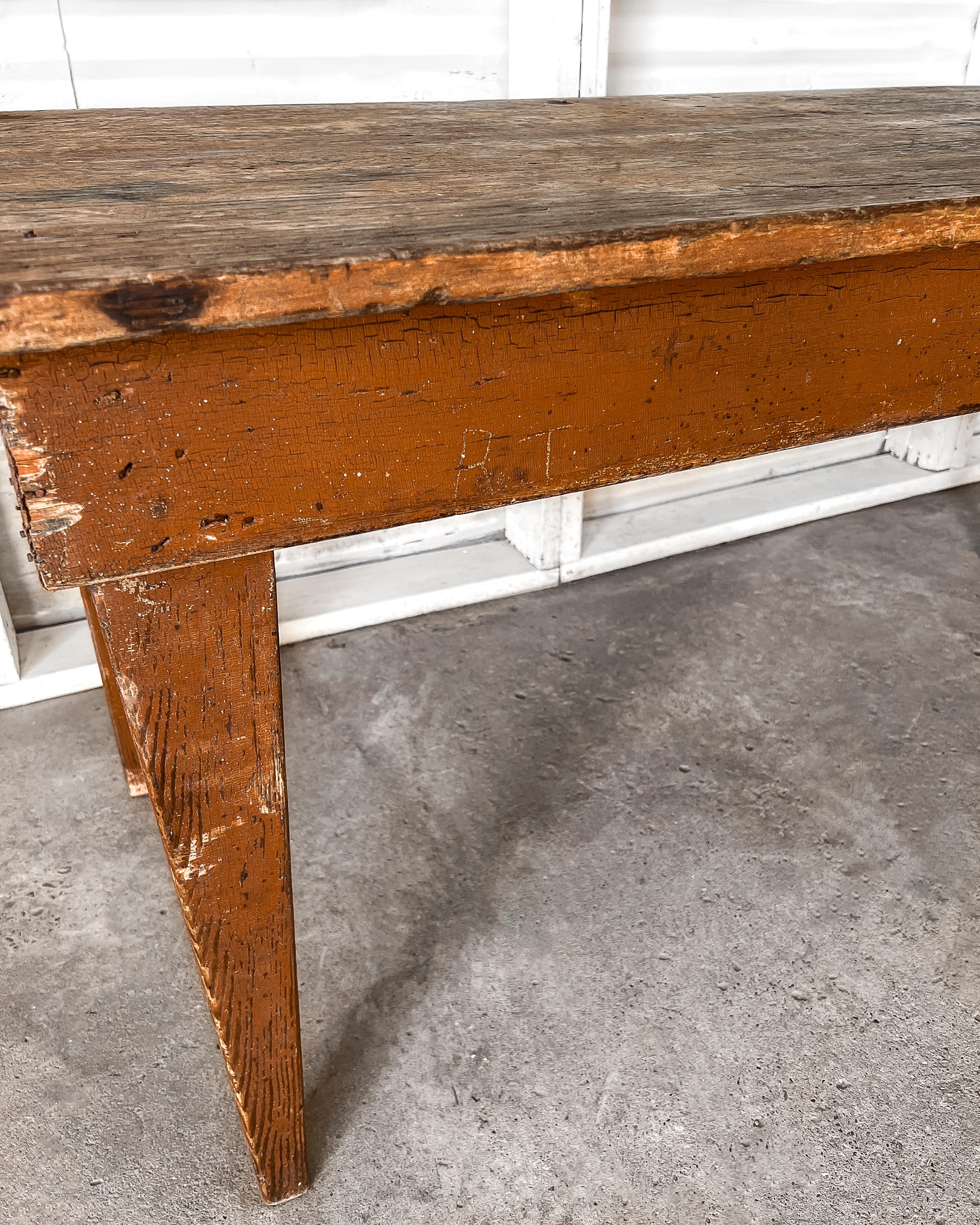 Primitive Farm Table with Rust Painted Base 9