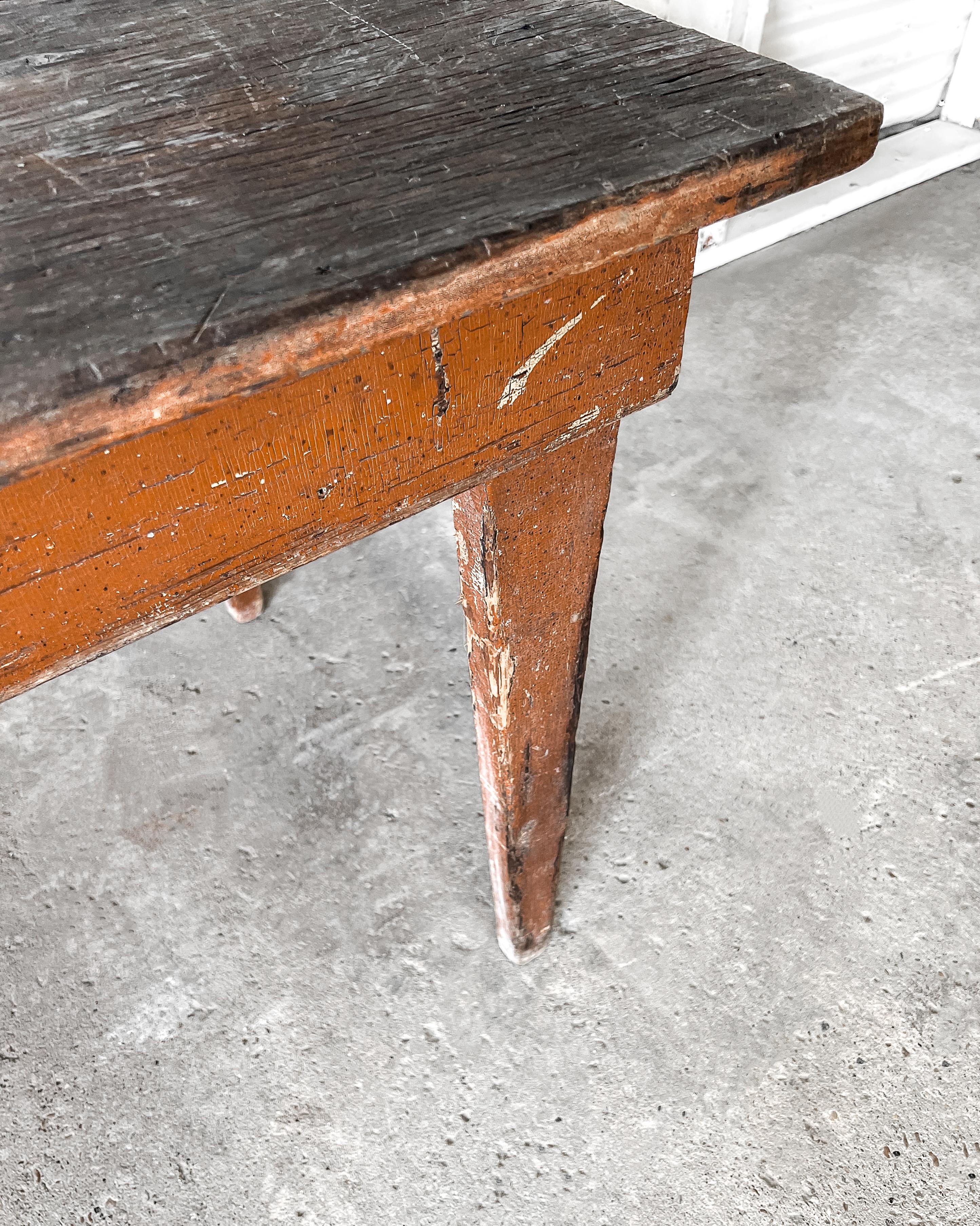 Primitive Farm Table with Rust Painted Base 10