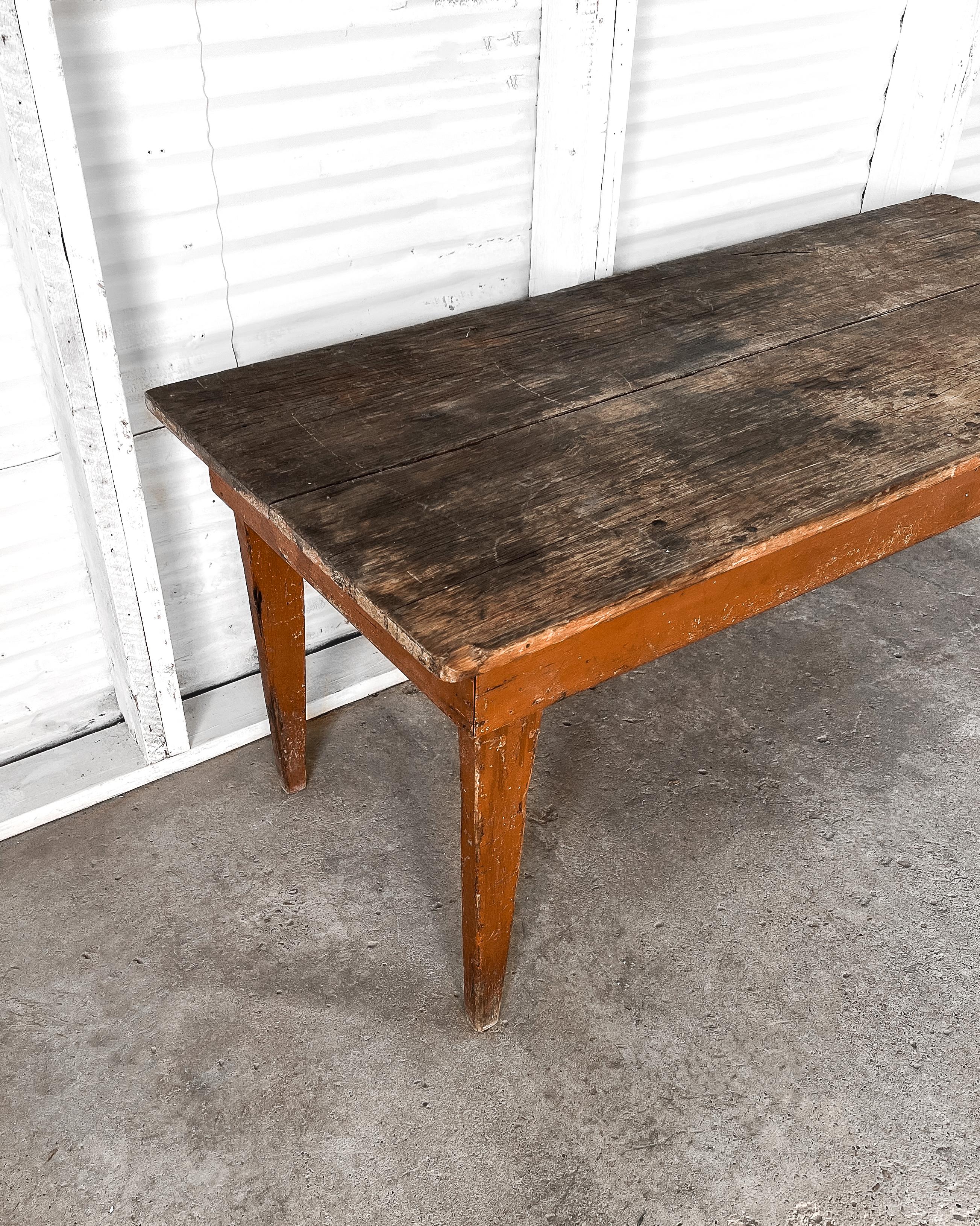 Primitive Farm Table with Rust Painted Base 2