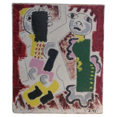 Primitive Figural Abstract Painting - Zoute 1942