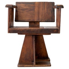 Antique Rustic Fish Fighting Chair Constructivist Planks Early 20th Century