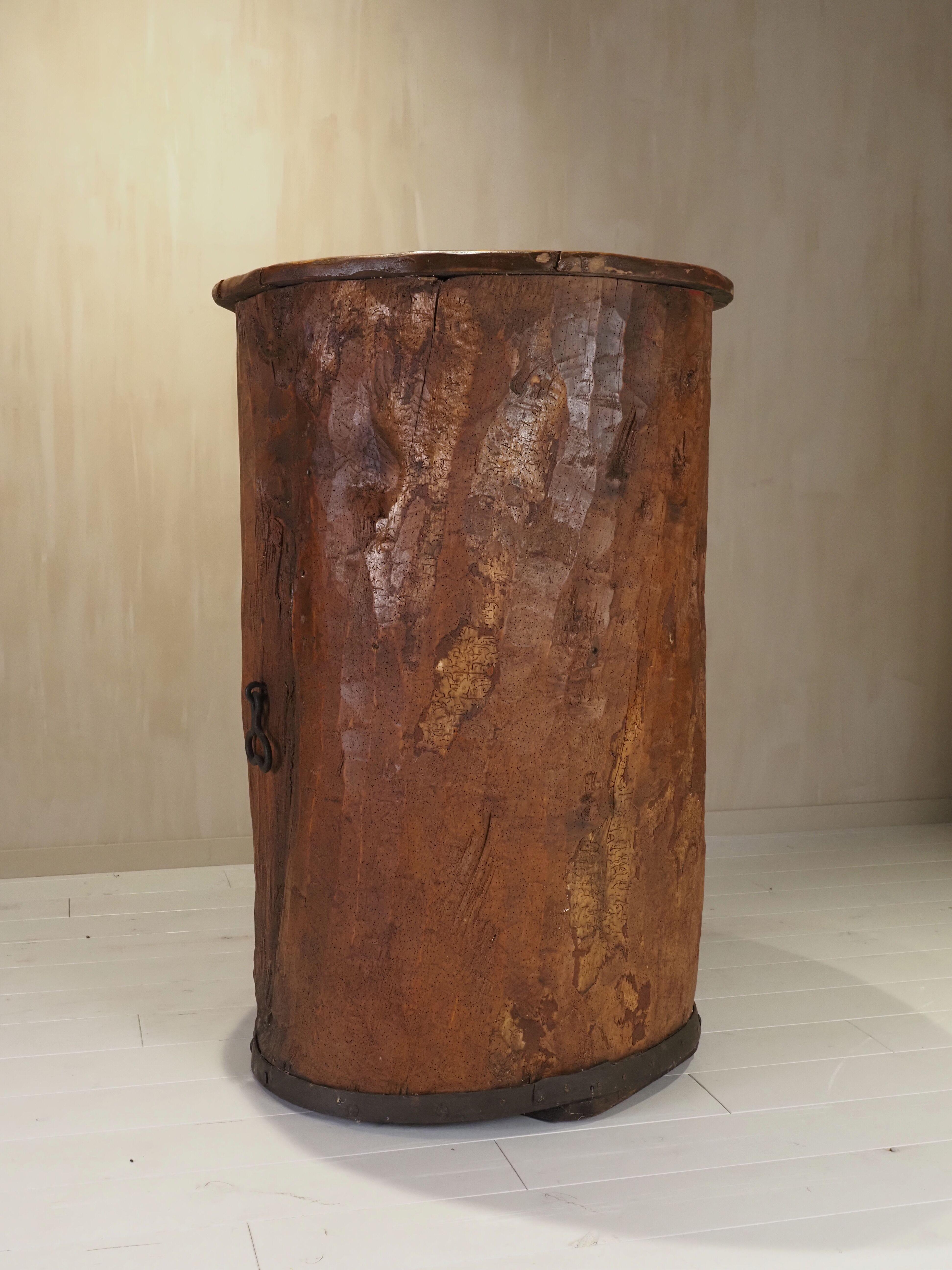 Armadietto d'arte popolare primitiva realizzato con un vecchio tronco d'albero all'inizio del 1900 in vendita 11