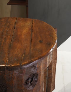 Primitive folk art cabinet made of an old tree trunk early 1900s