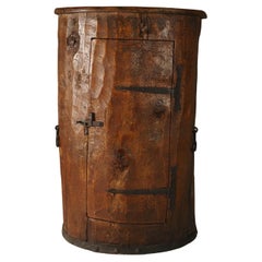 Primitive folk art cabinet made of an old tree trunk early 1900s