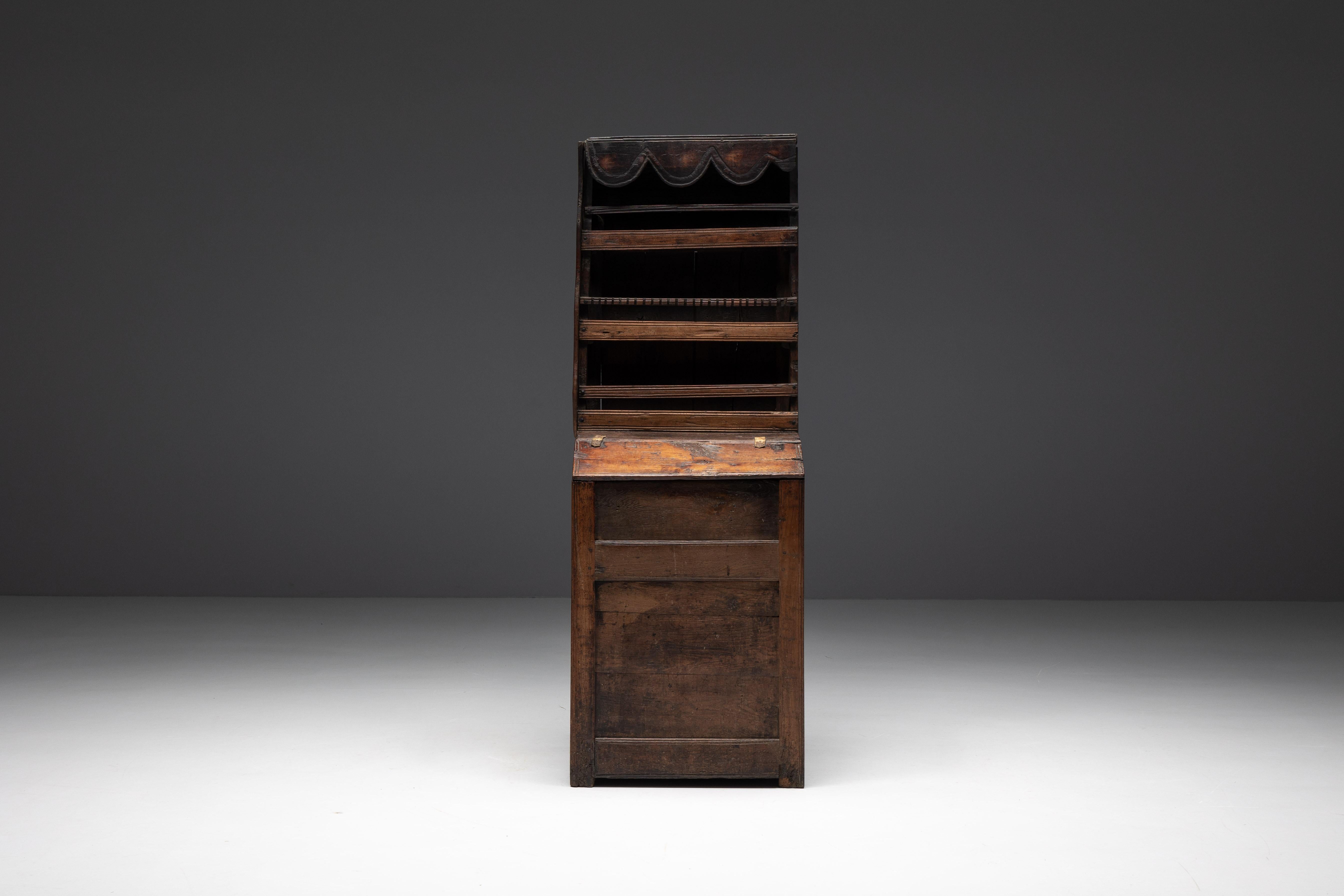 Armoire à étagères d'art populaire primitif, France, 19ème siècle Excellent état - En vente à Antwerp, BE