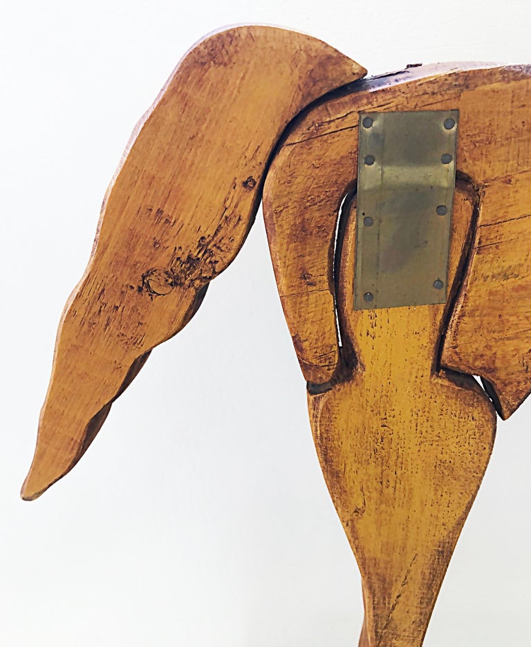Rustic Folk Art Style Carved Wood Horse on Stand at 1stDibs