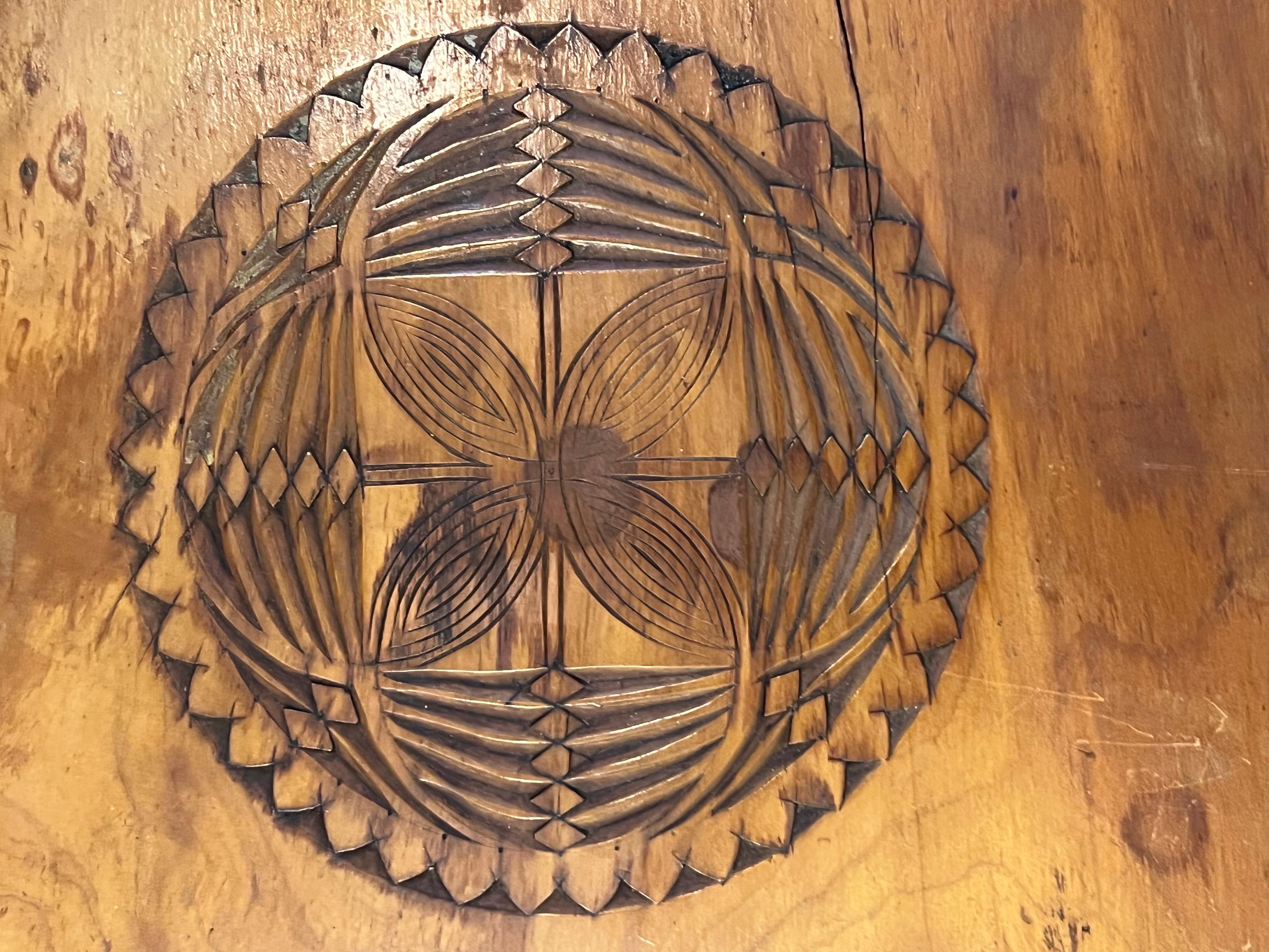 Primitive Folk Art Wooden Tray For Sale 1