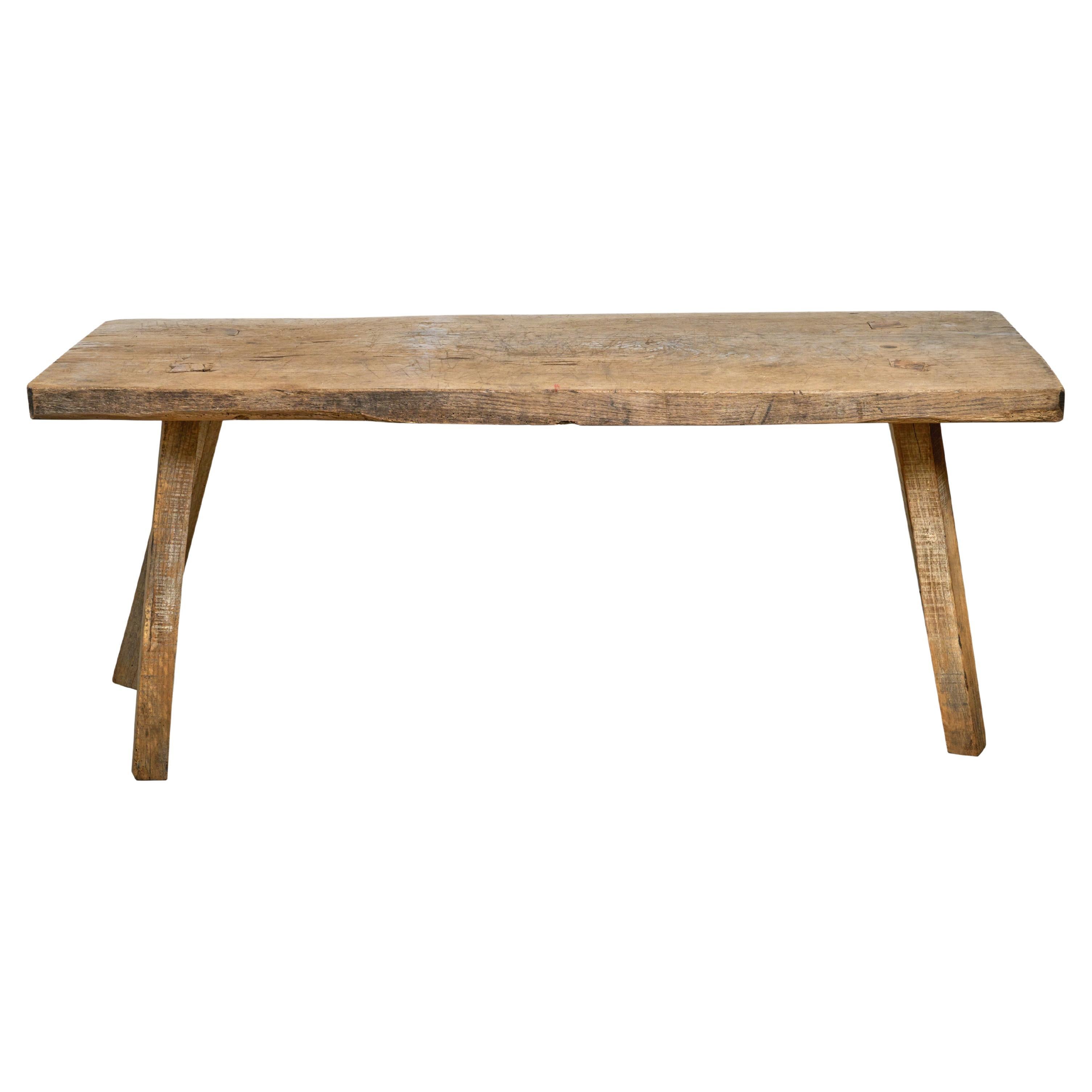 Primitive four leg table/chopping block. Great construction and form. 