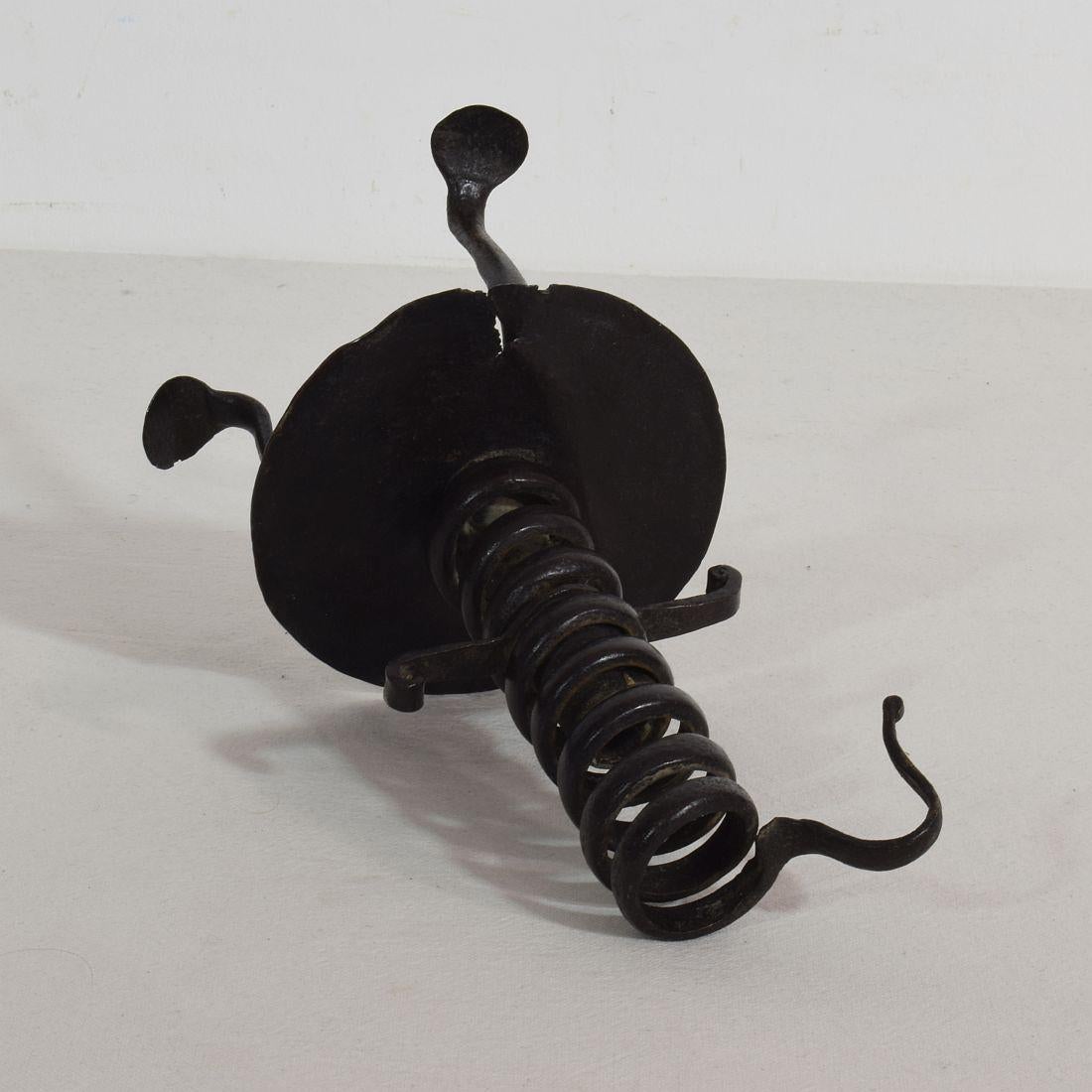18th Century and Earlier Primitive French 18th Century Rat De Cave Candleholder