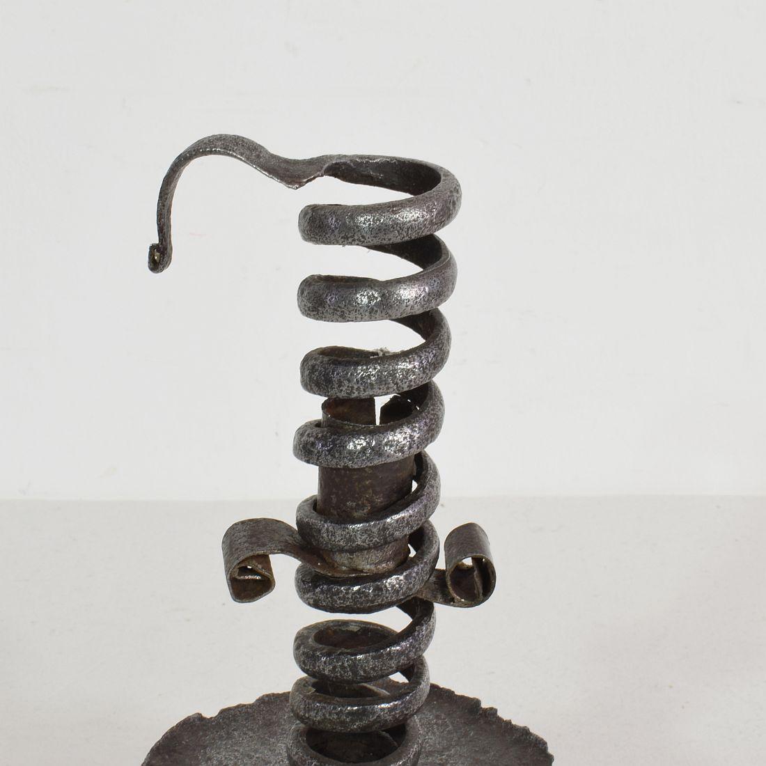 Iron French 18th Century Rat De Cave Candleholder