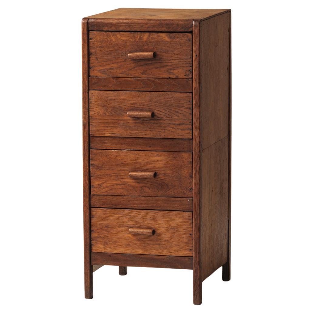 Primitive French chest of drawers in oak from the 1950s