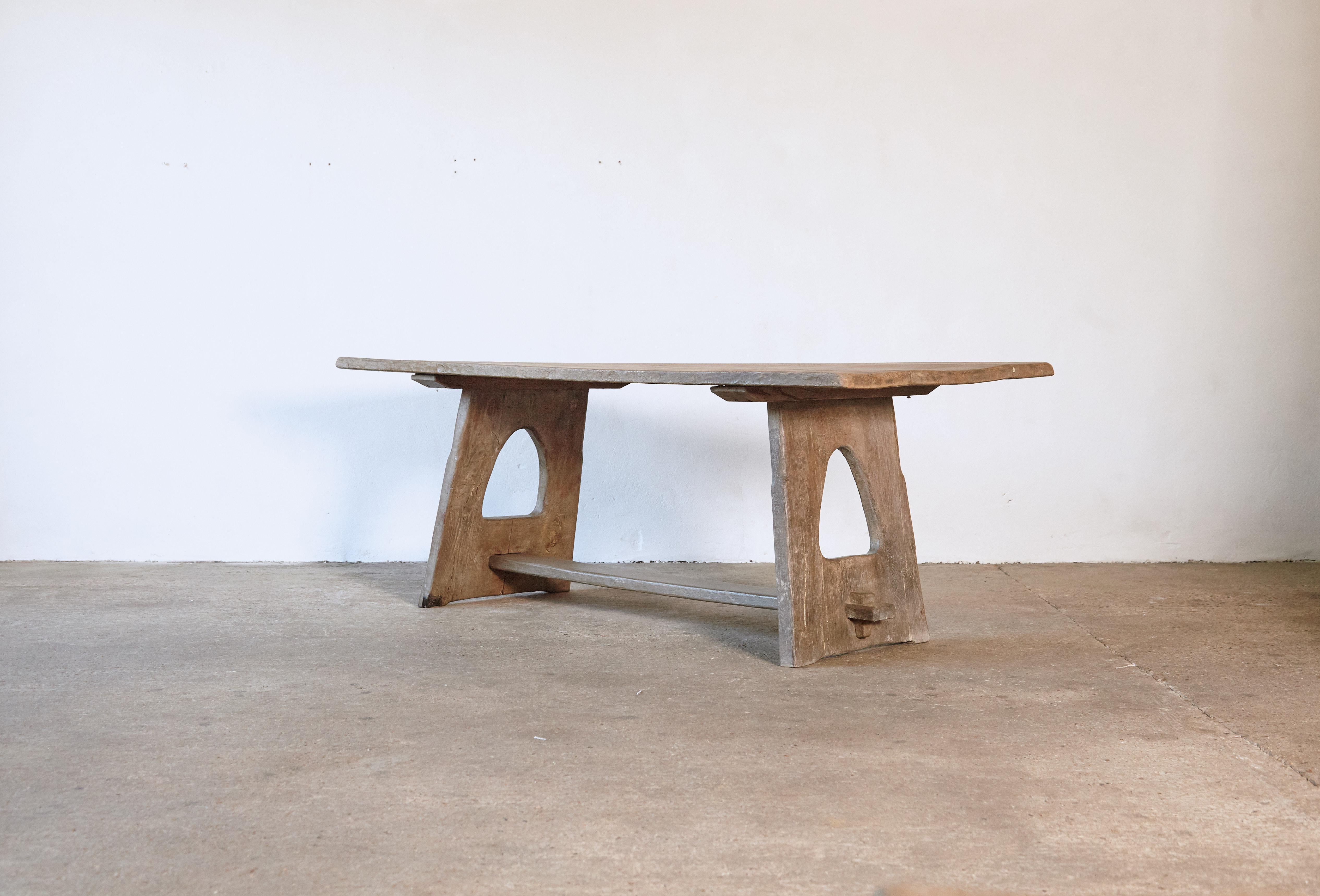 20th Century Primitive French Dining Table and Benches