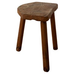 Primitive, French, Light Wood Three Legged Stool – Artisan Made 1 out of 2) 