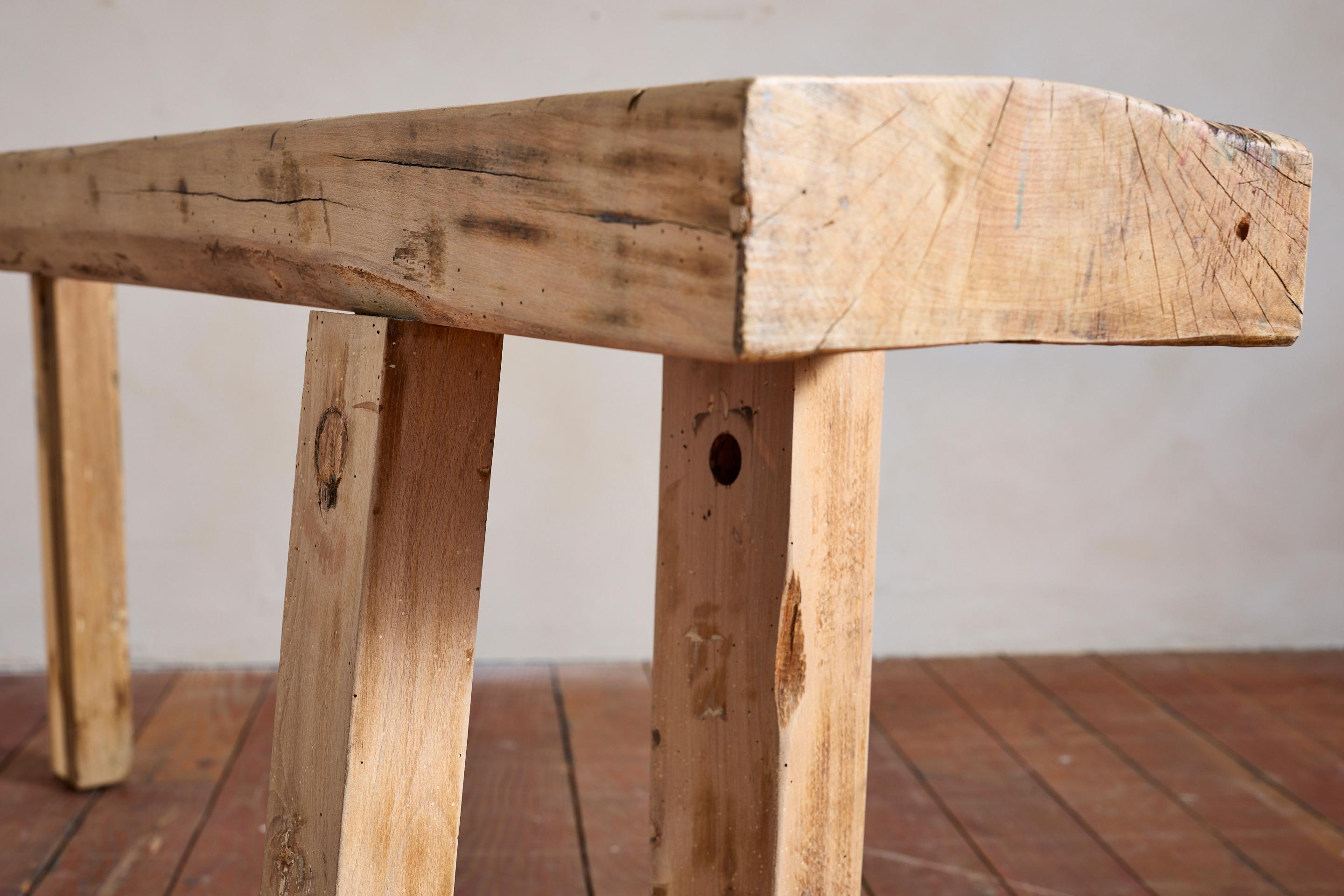 Table console primitive française en chêne en vente 11