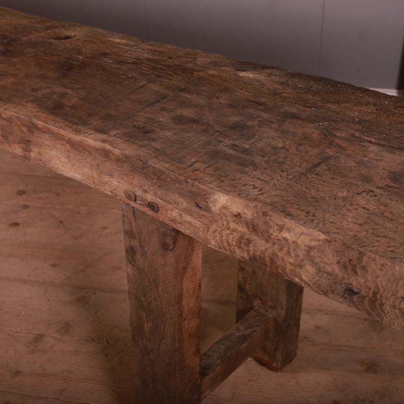 Primitive French Oak Console Table In Good Condition In Leamington Spa, Warwickshire