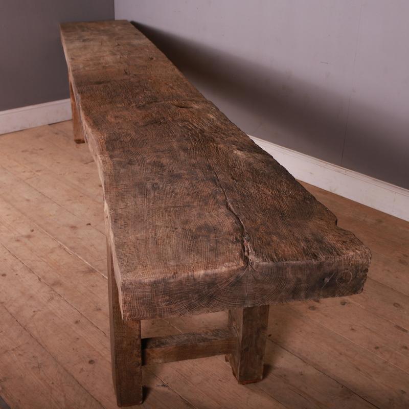19th Century Primitive French Oak Console Table