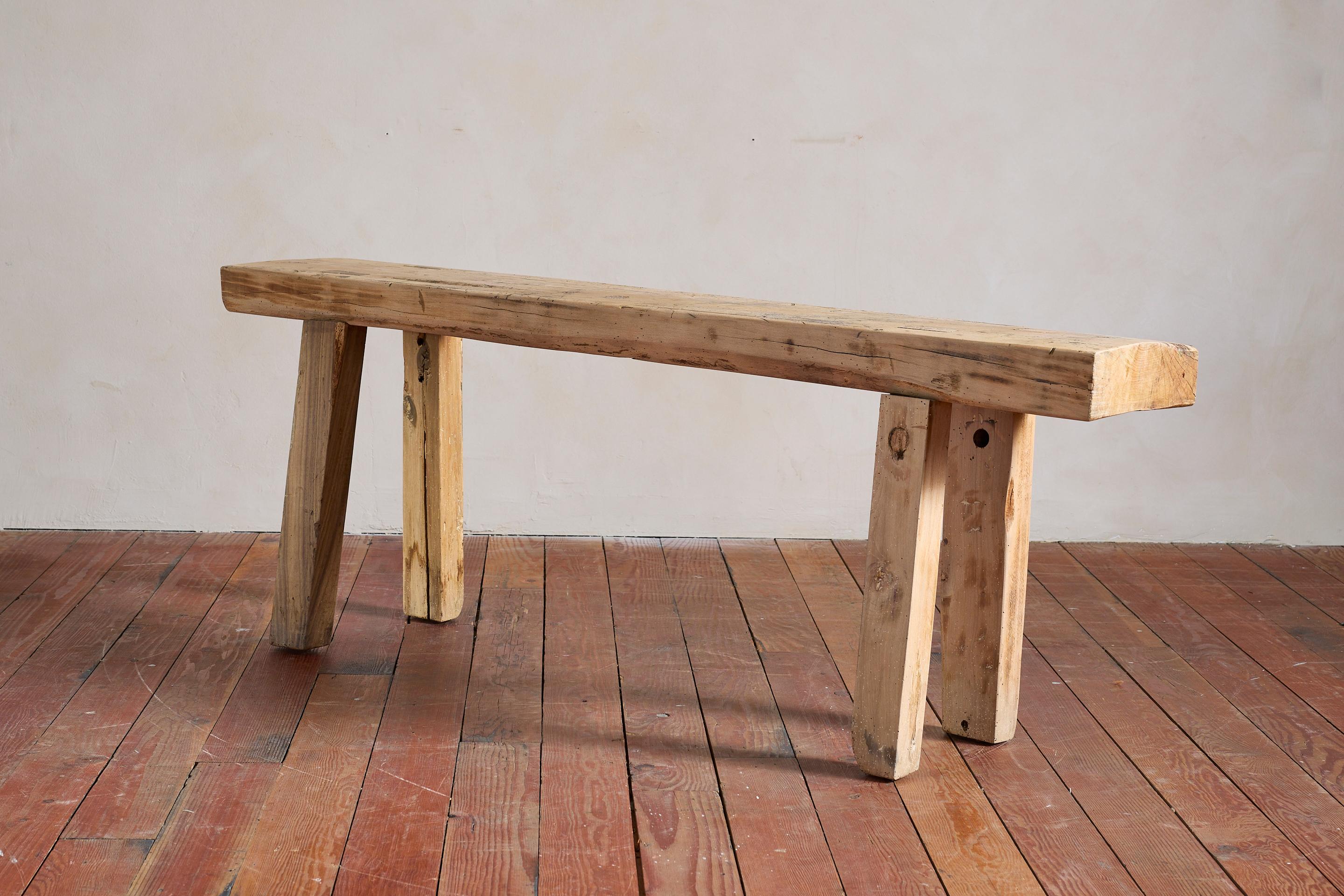 Chêne Table console primitive française en chêne en vente