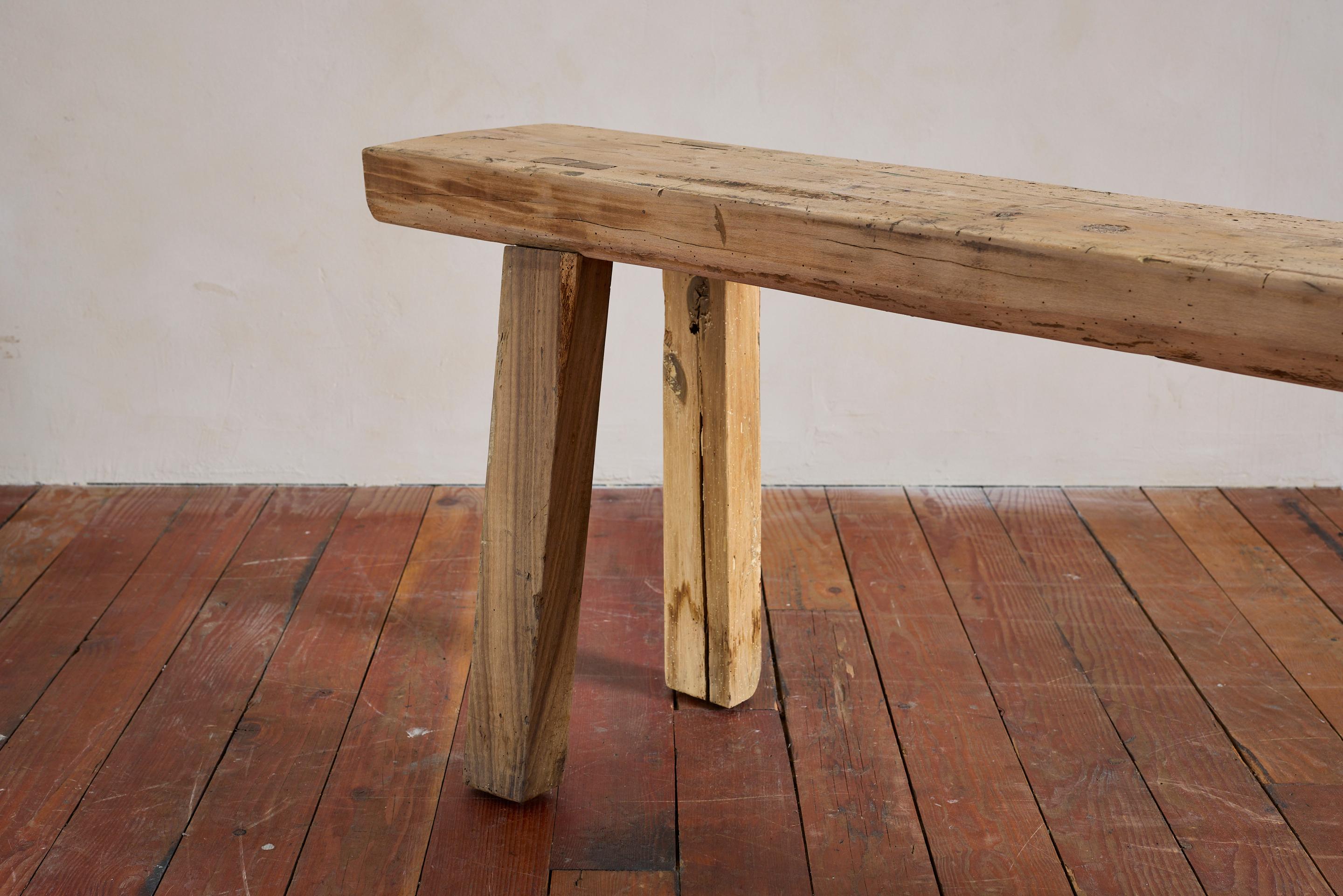 Table console primitive française en chêne en vente 2