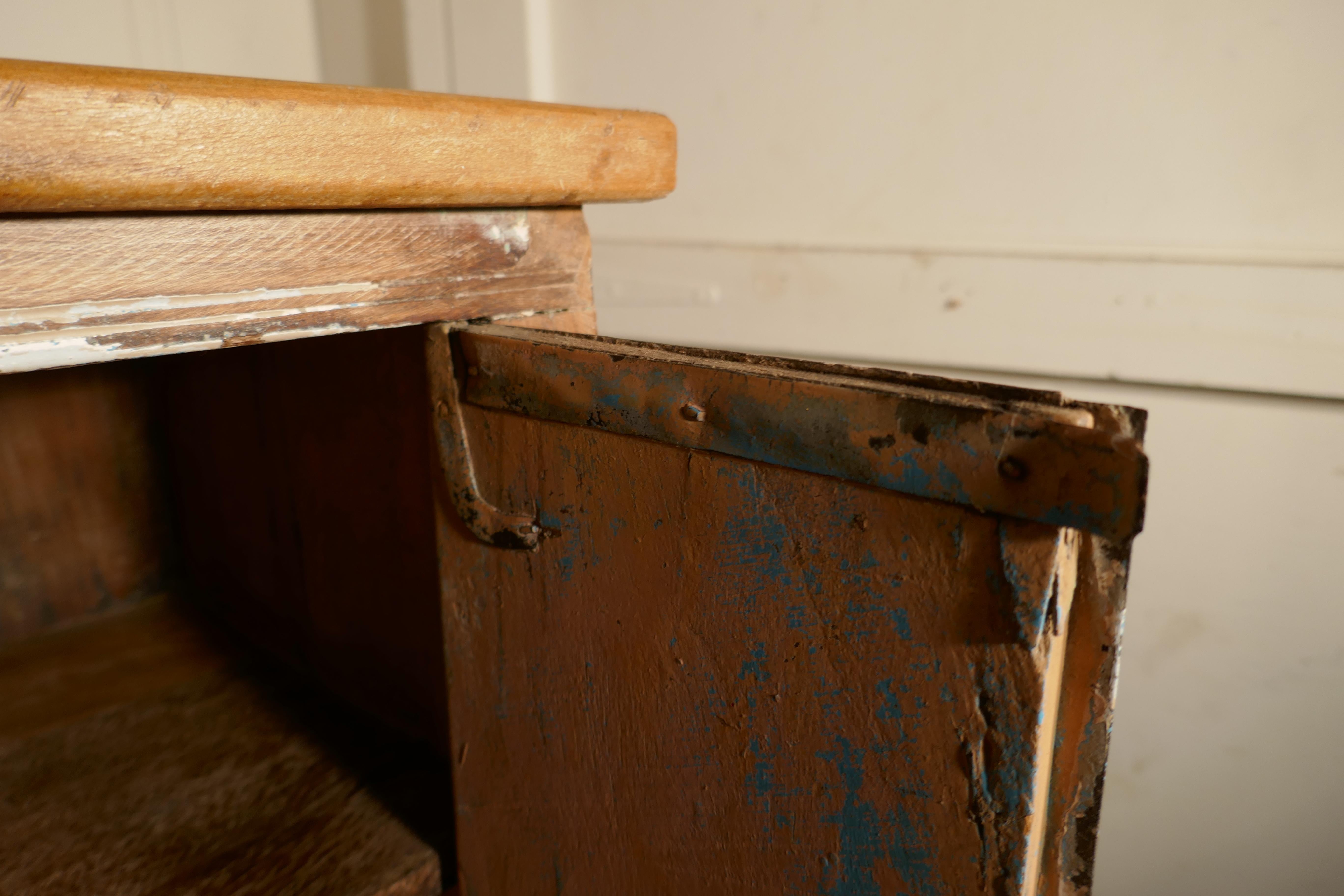 Late 19th Century Primitive French Rustic 2-Door Cupboard with Distressed Worn Paint For Sale