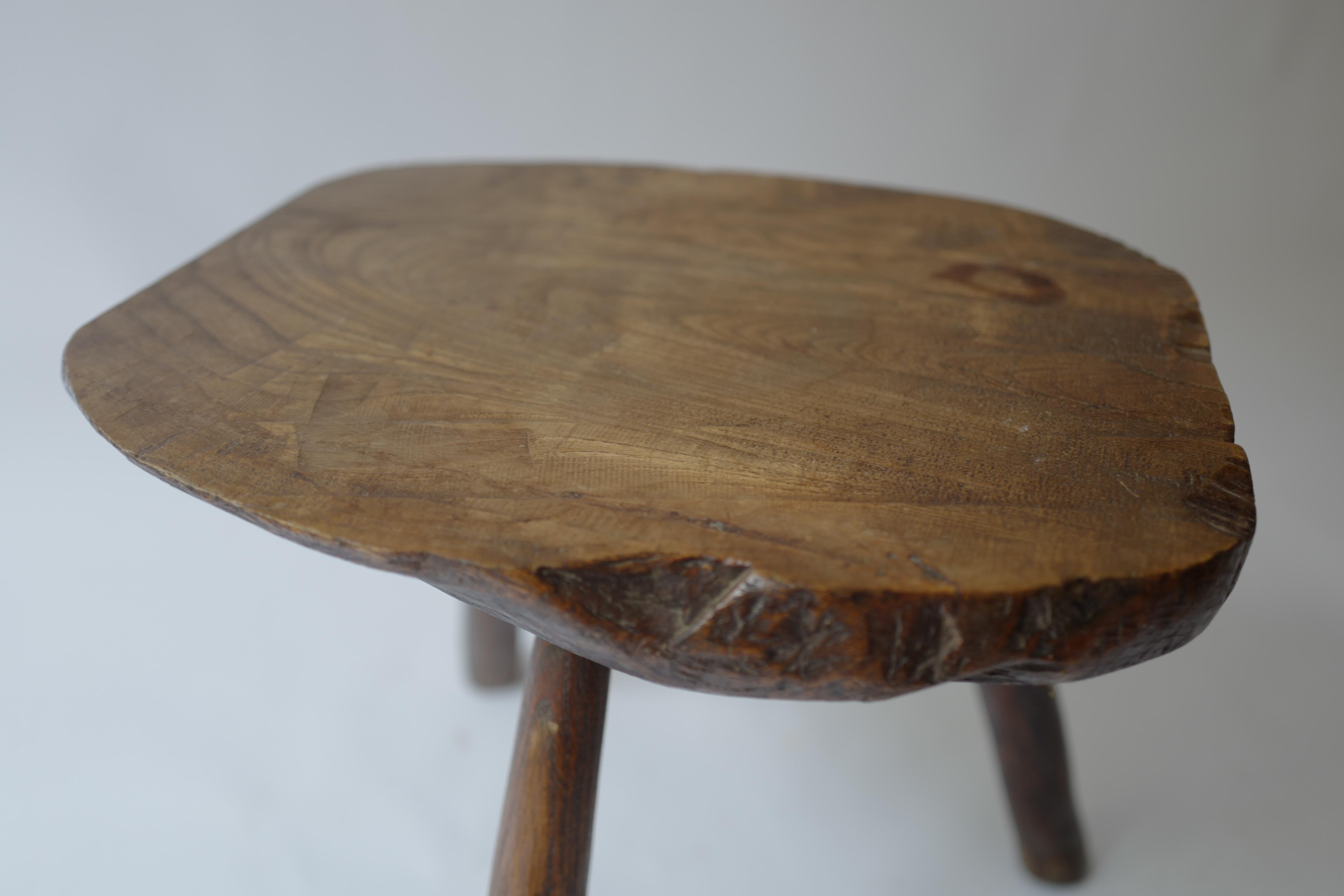 Wood Primitive French Side Table or Stool Circa 1900