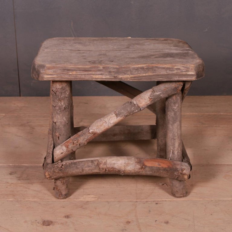 19th Century Primitive French Stool For Sale