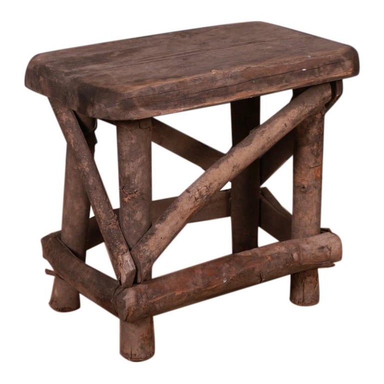 Primitive French Stool For Sale