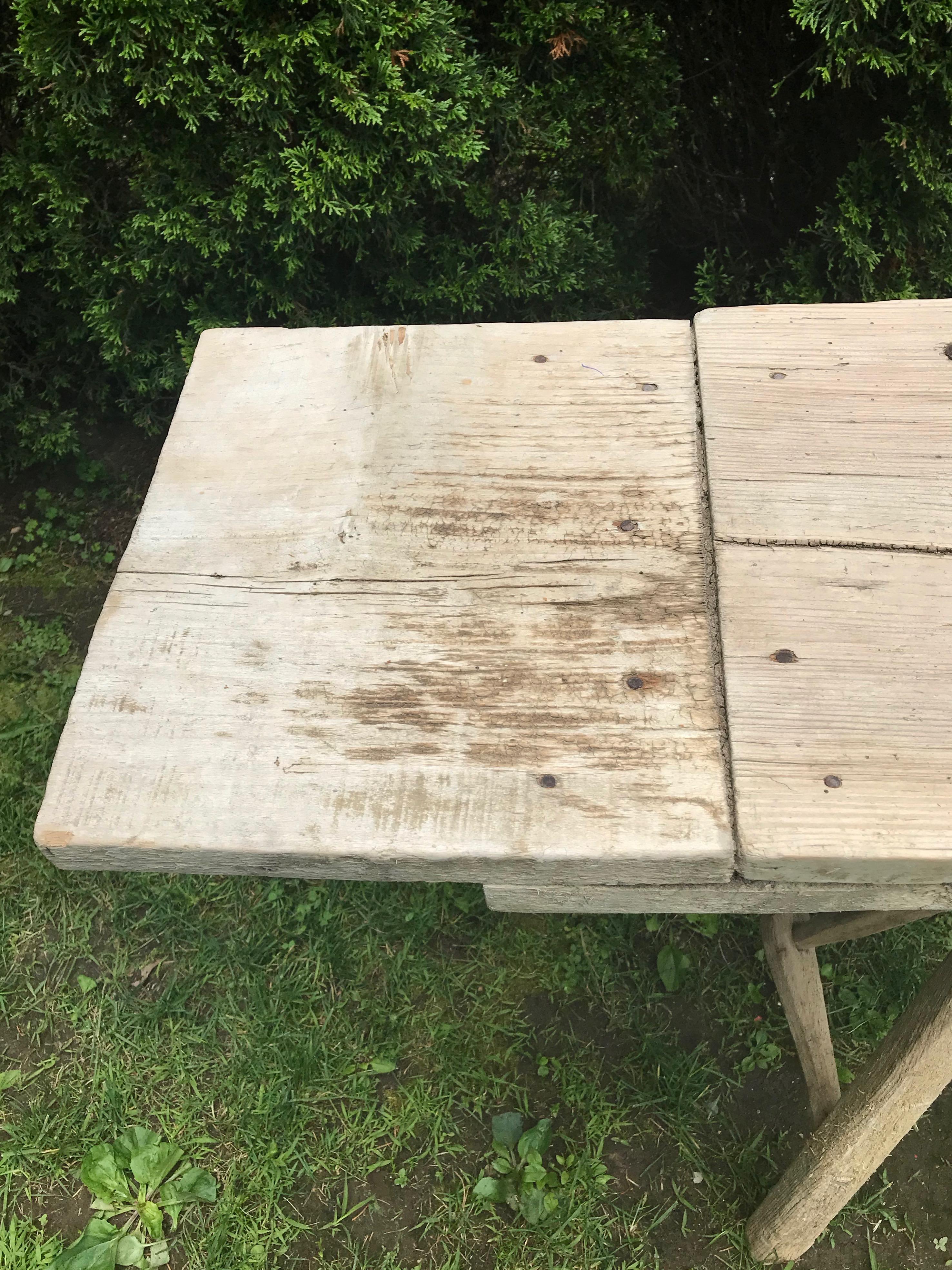 Primitive French Washerwoman's Console Table in Pine 6