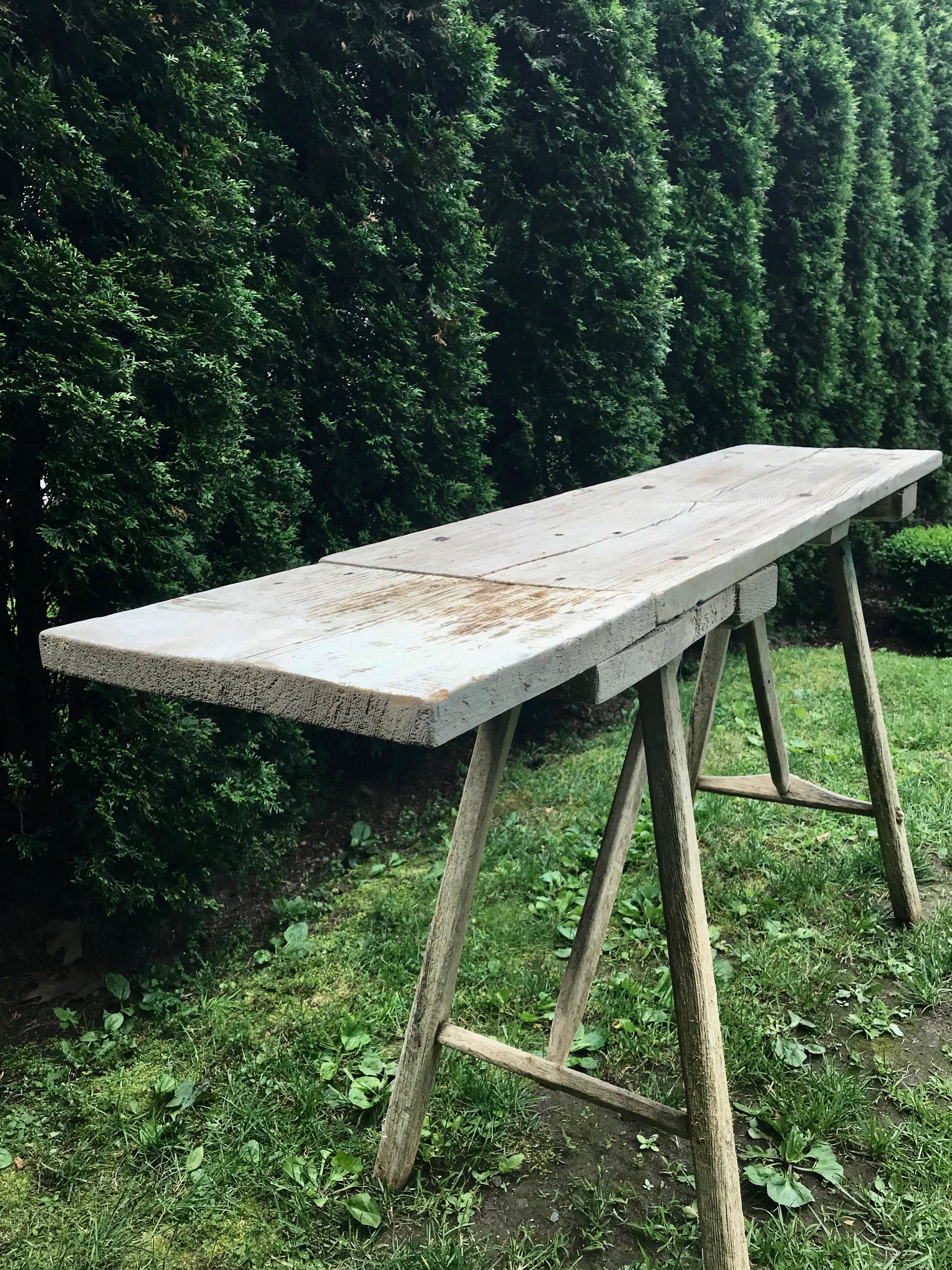 primitive italian sawhorse console table