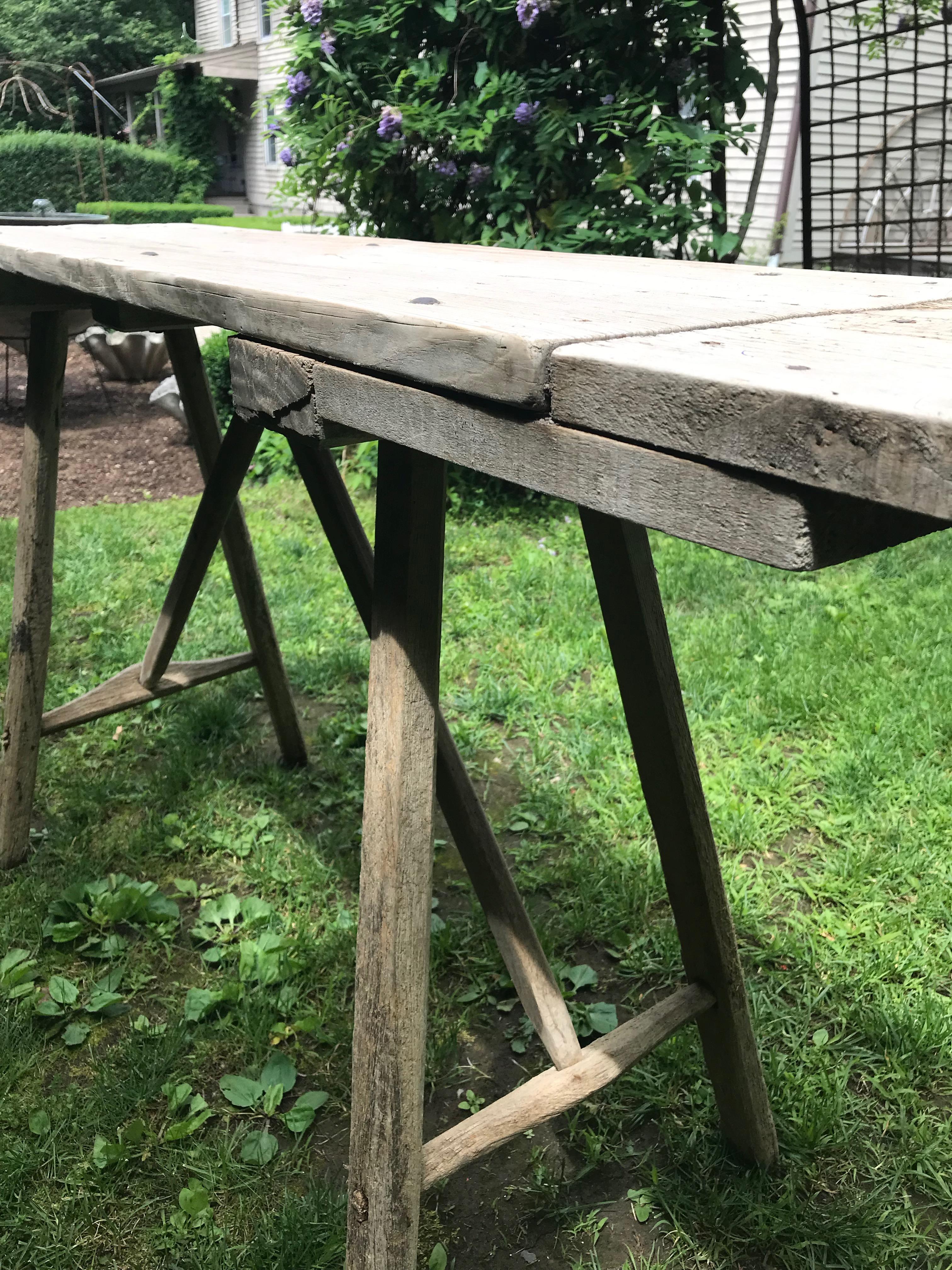 Rustic Primitive French Washerwoman's Console Table in Pine