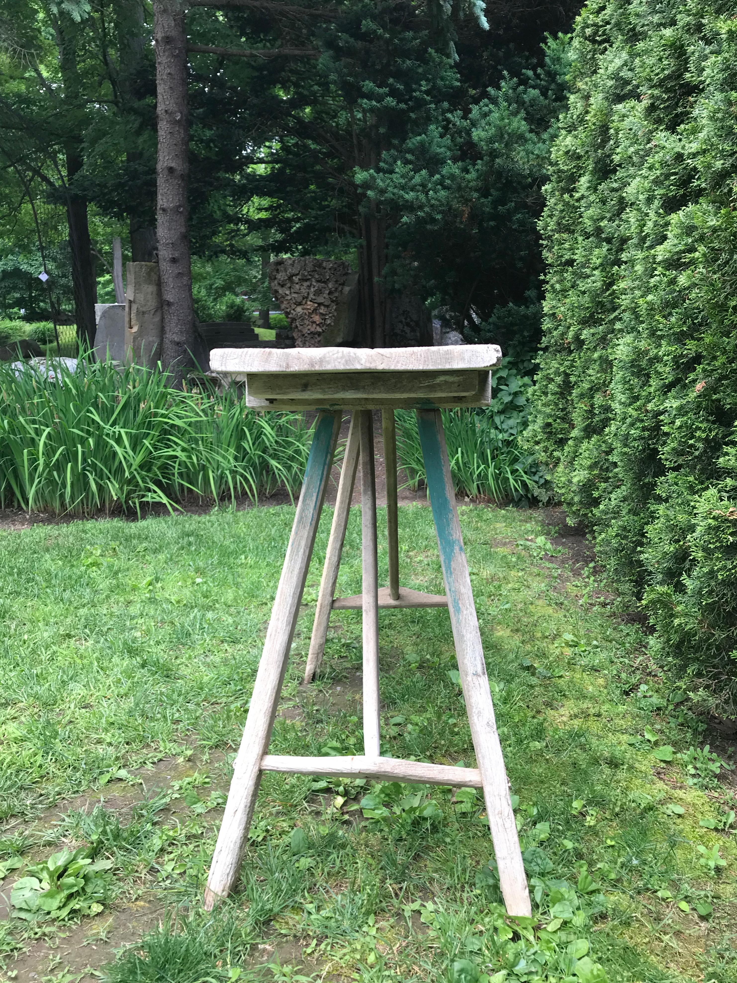 Hand-Crafted Primitive French Washerwoman's Console Table in Pine