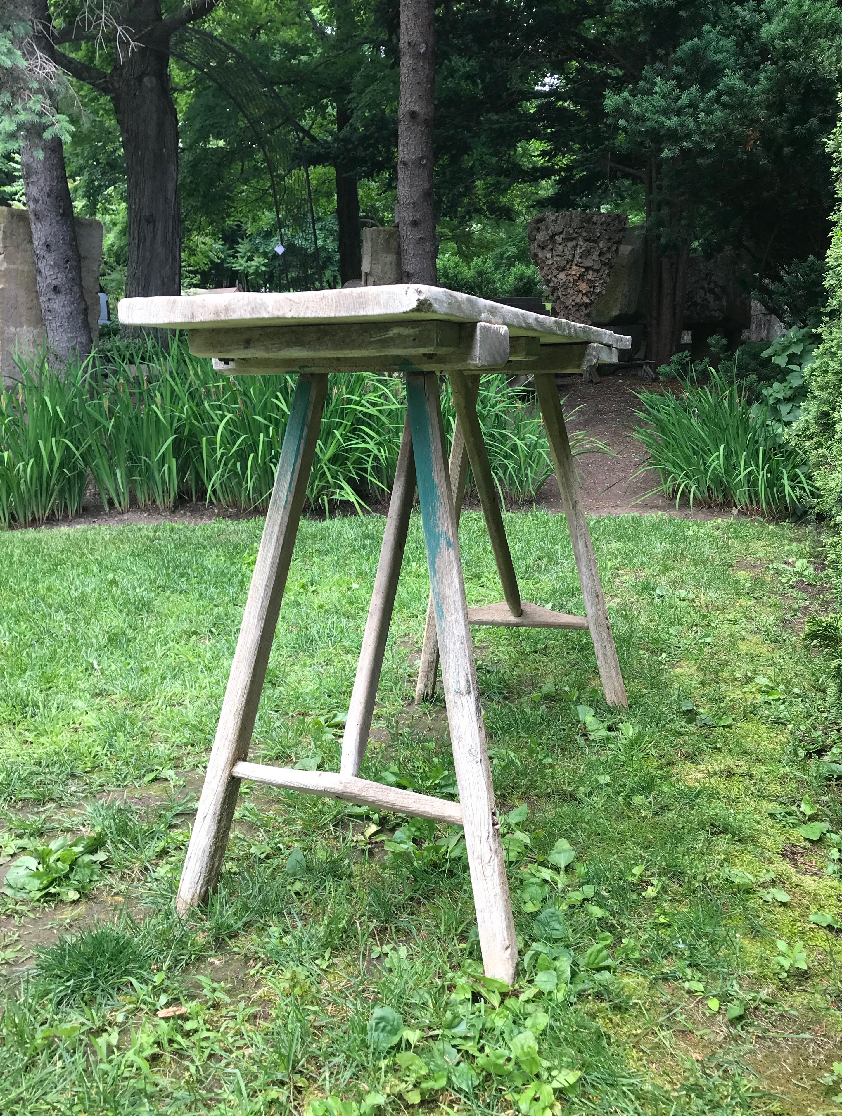 Primitive French Washerwoman's Console Table in Pine In Good Condition In Woodbury, CT