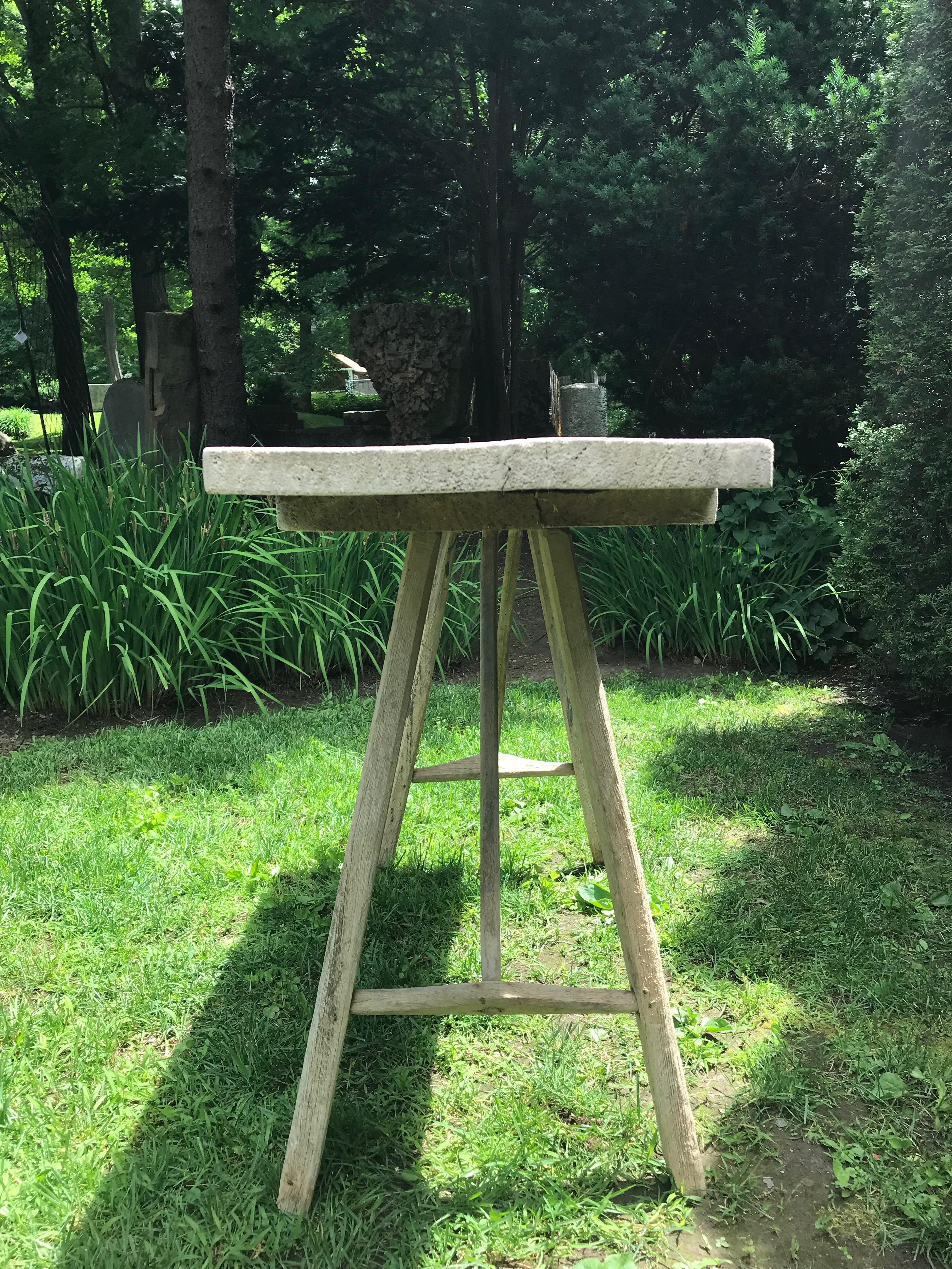 20th Century Primitive French Washerwoman's Console Table in Pine