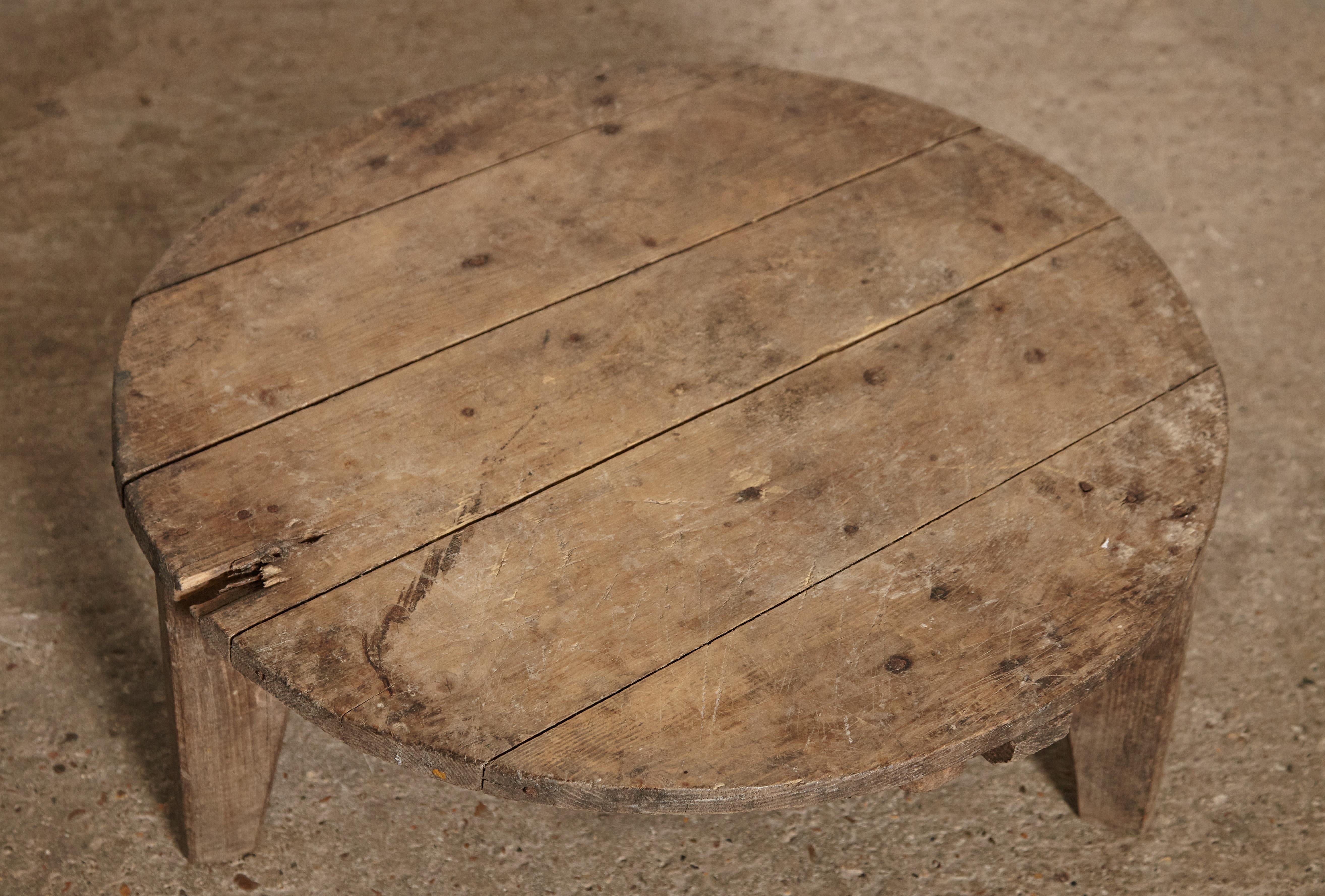 19th Century Primitive French Wooden Table, Form Reminiscent of Jean Prouvé