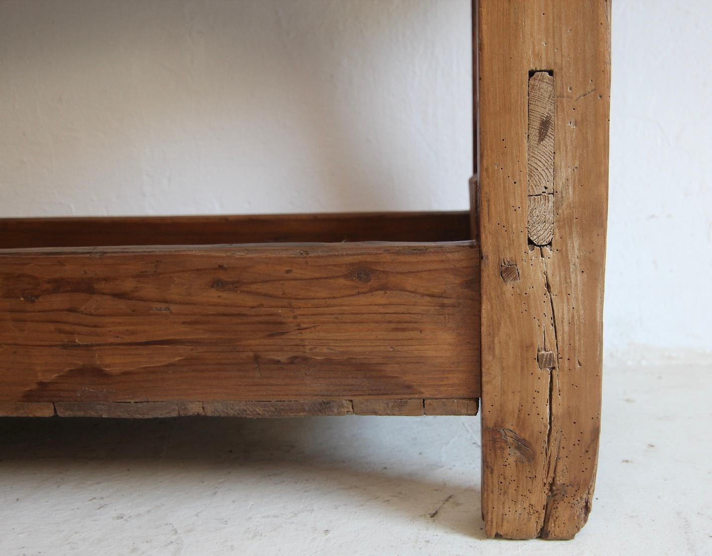 Primitive French Wooden Workbench Console Table For Sale 8