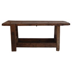 Primitive French Wooden Workbench Console Table