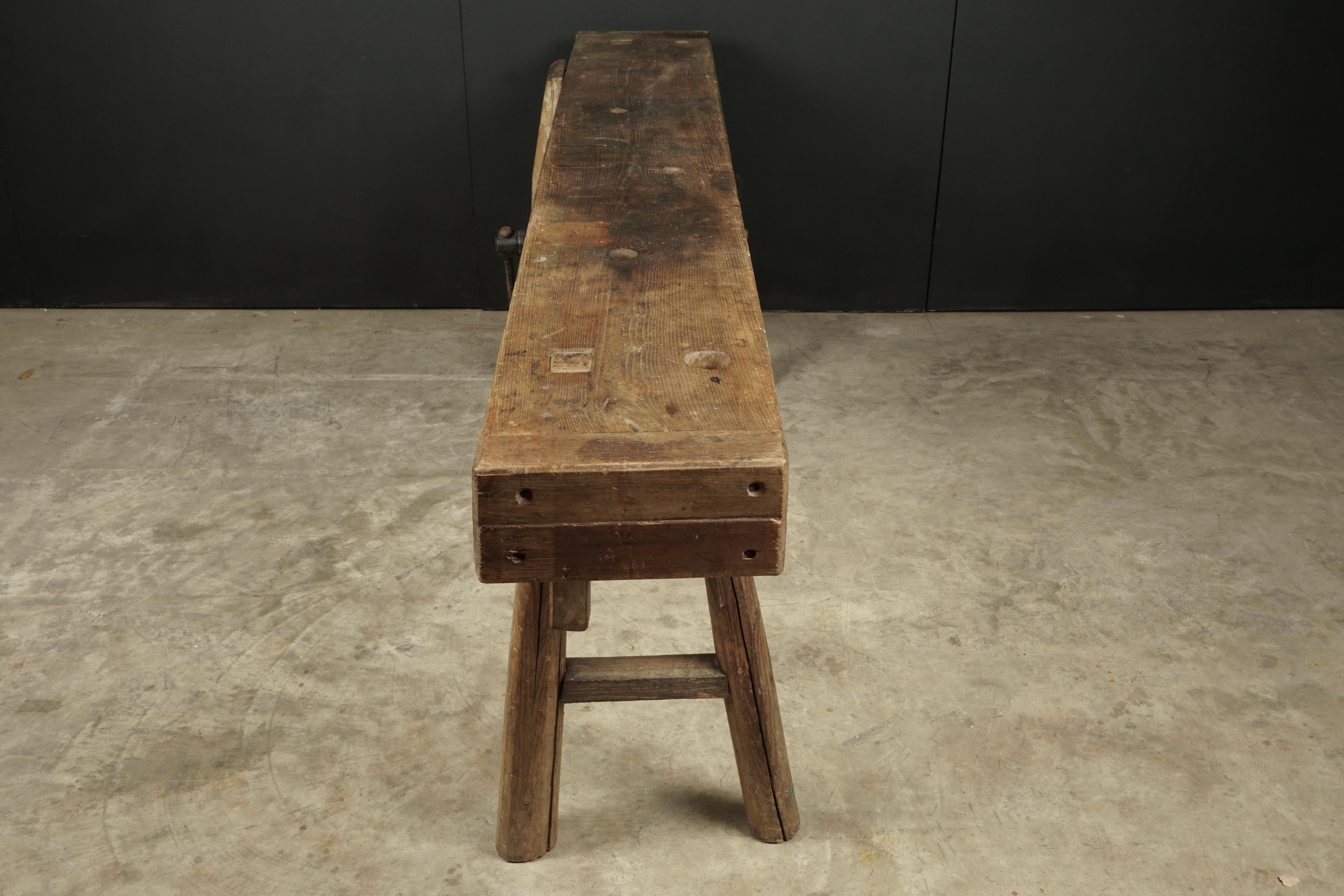 European Large Primitive French Work Console, circa 1900