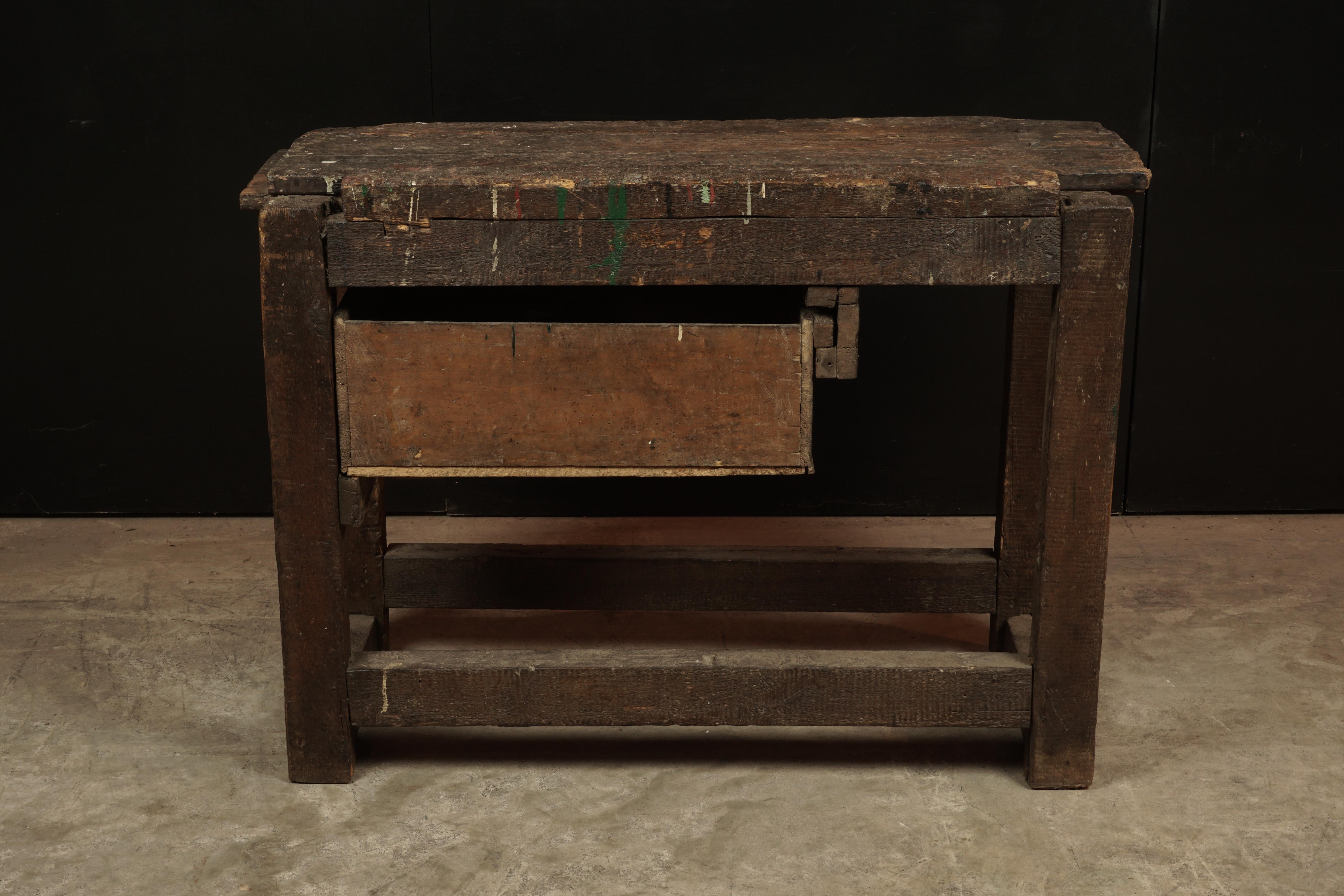 Mid-20th Century Primitive French Work Console Table from France, circa 1940