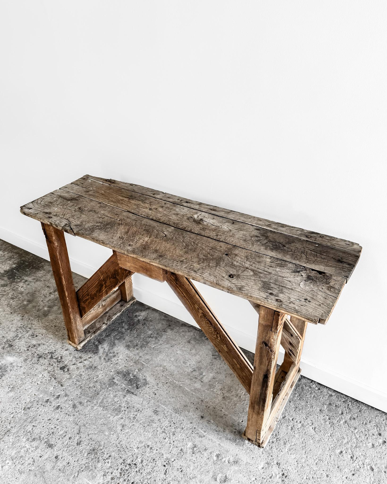 Primitive French Worktable on Wheels 8